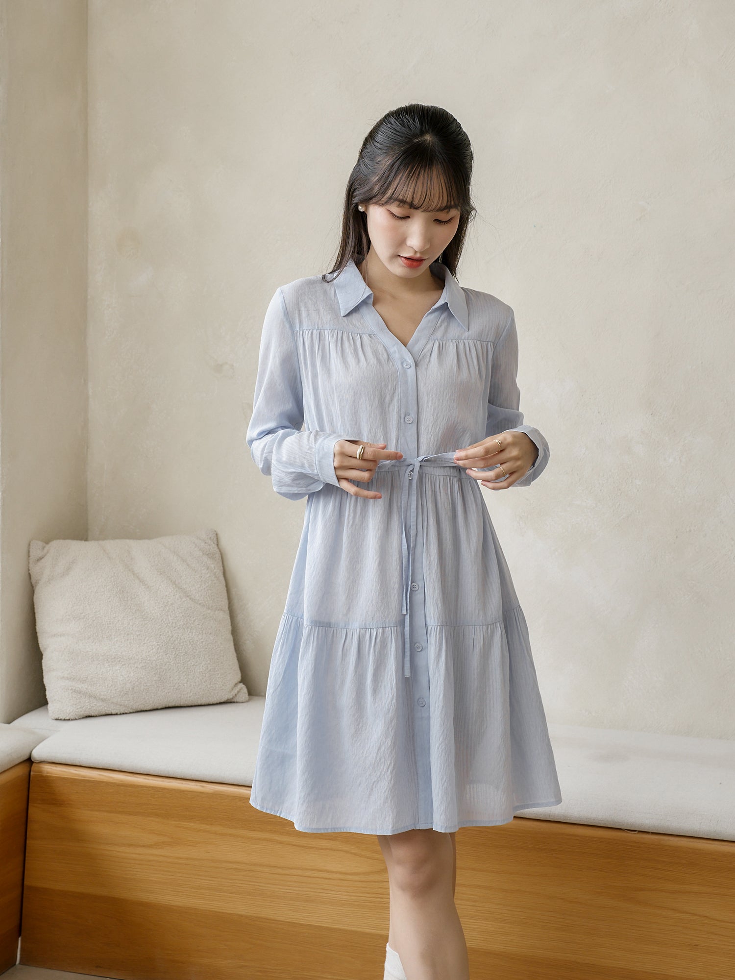 蛋糕襯衫連身裙(附打底裙)