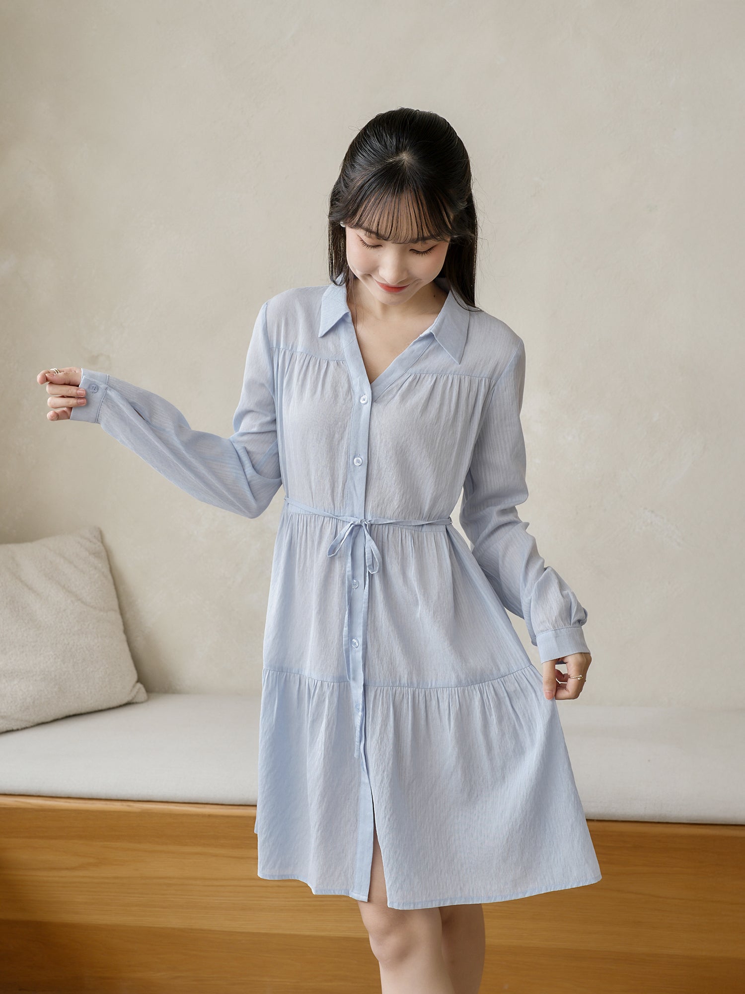 蛋糕襯衫連身裙(附打底裙)