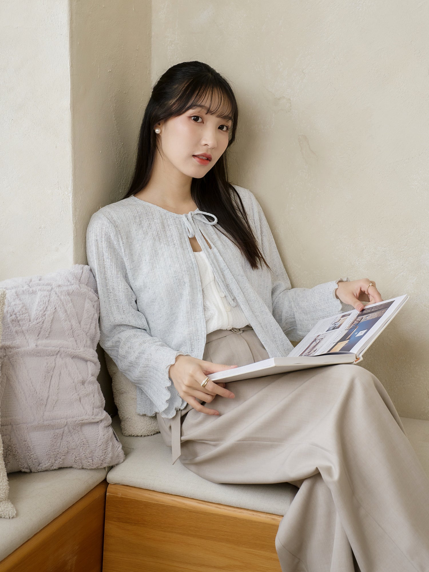 Crochet Tie Neck Cardigan