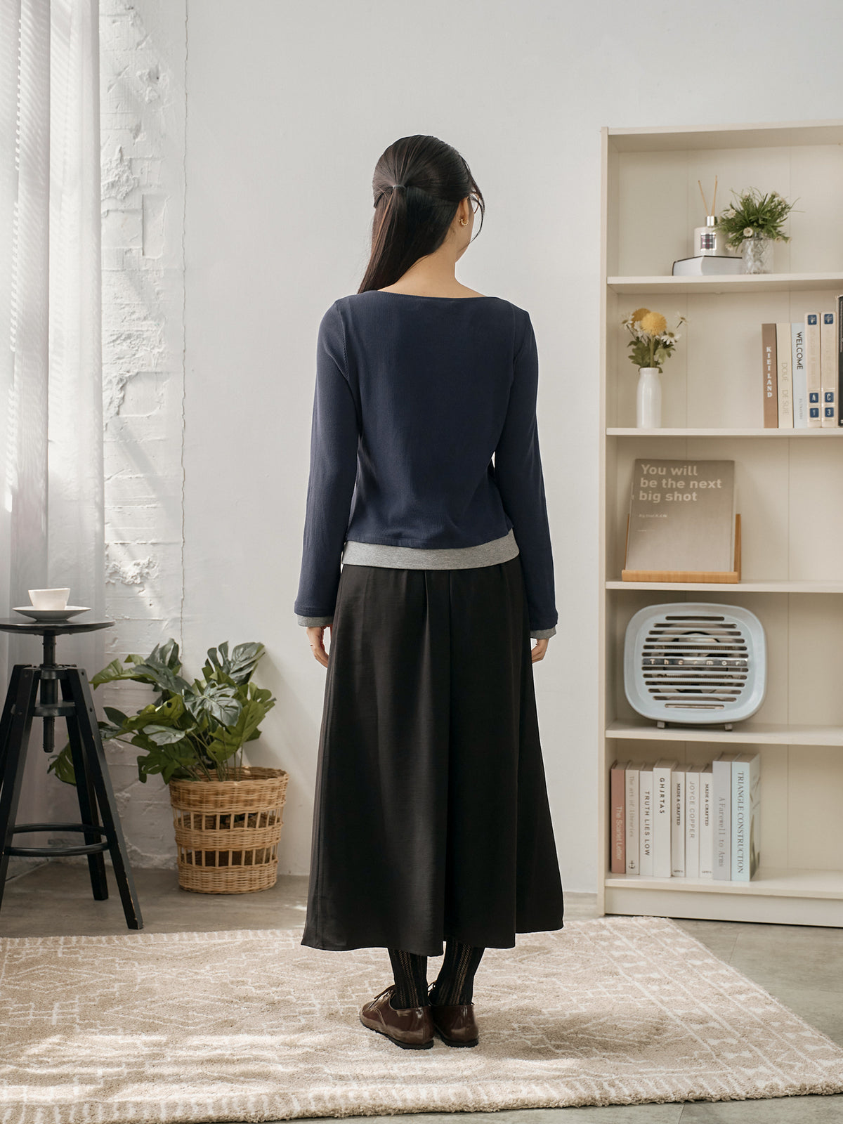 Soft Contrast Layered Henley Top