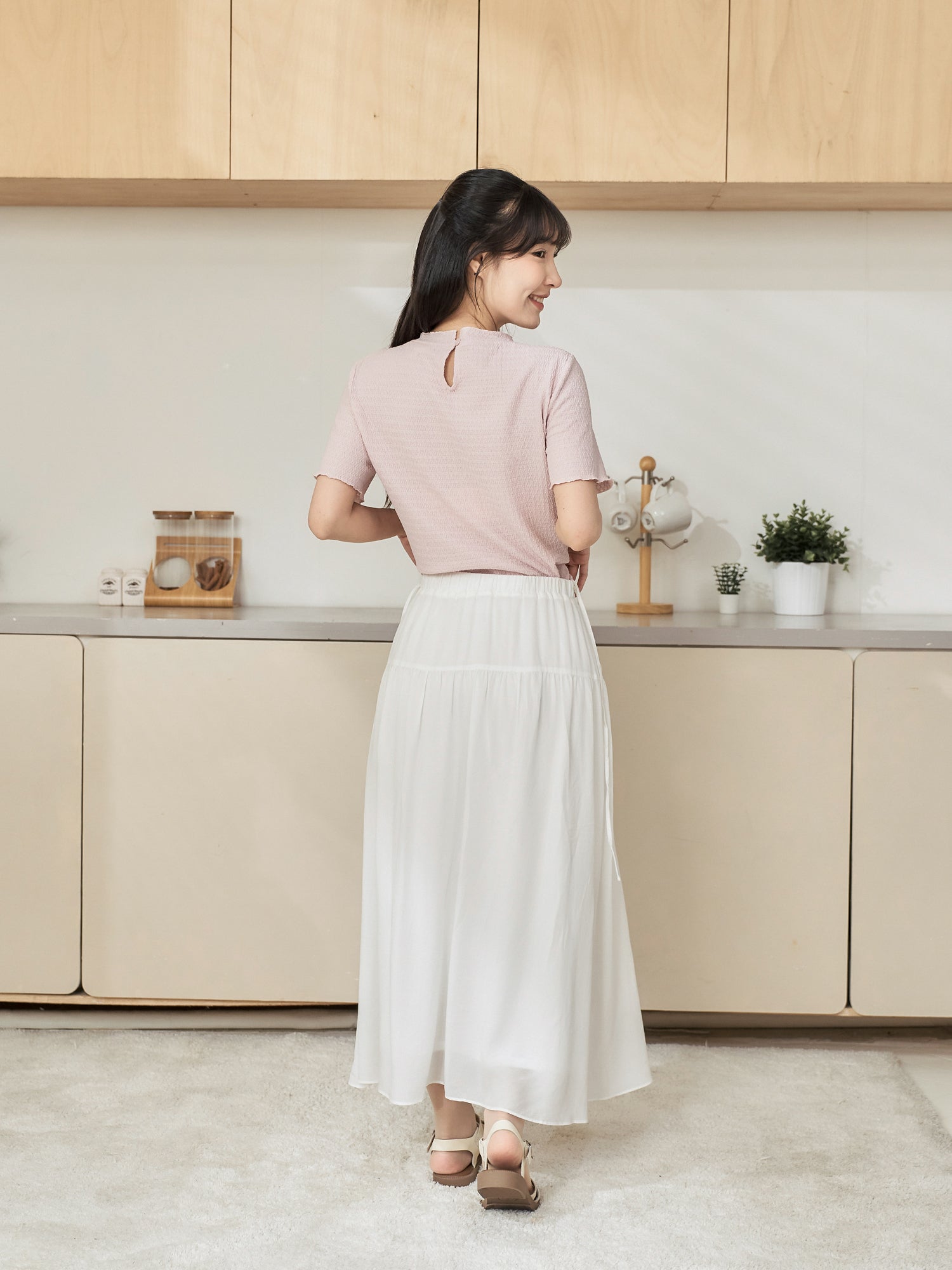 Side Tie Midi Skirt