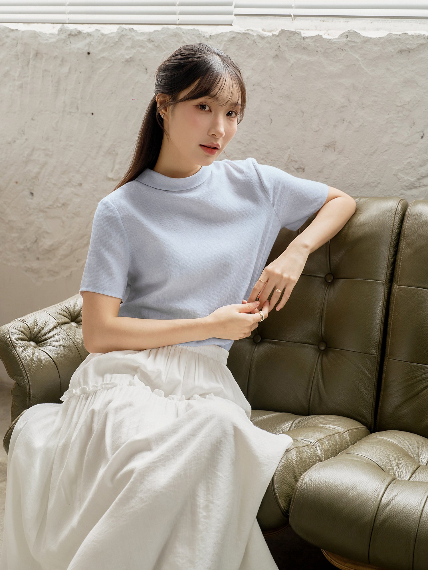 柔軟氣質後綁帶上衣