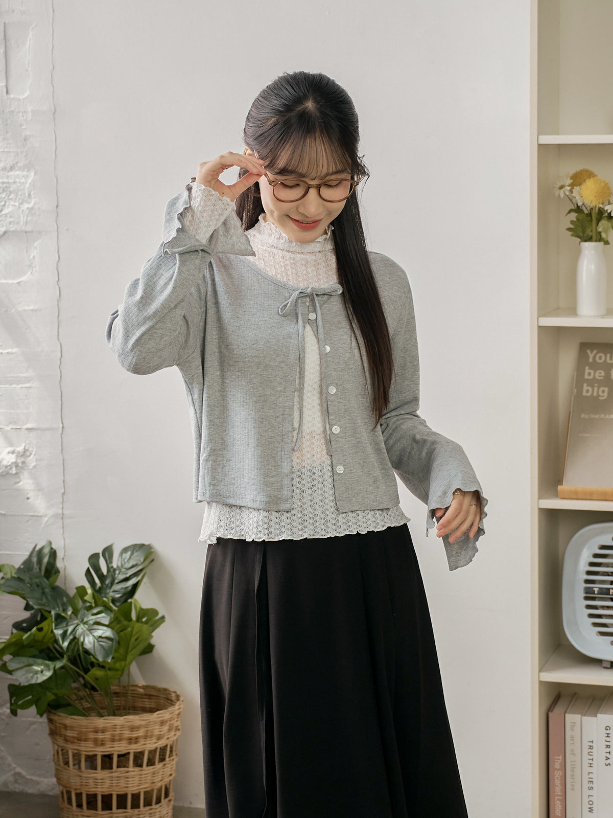 Romantic Buttoned Tie Knit Cardigan