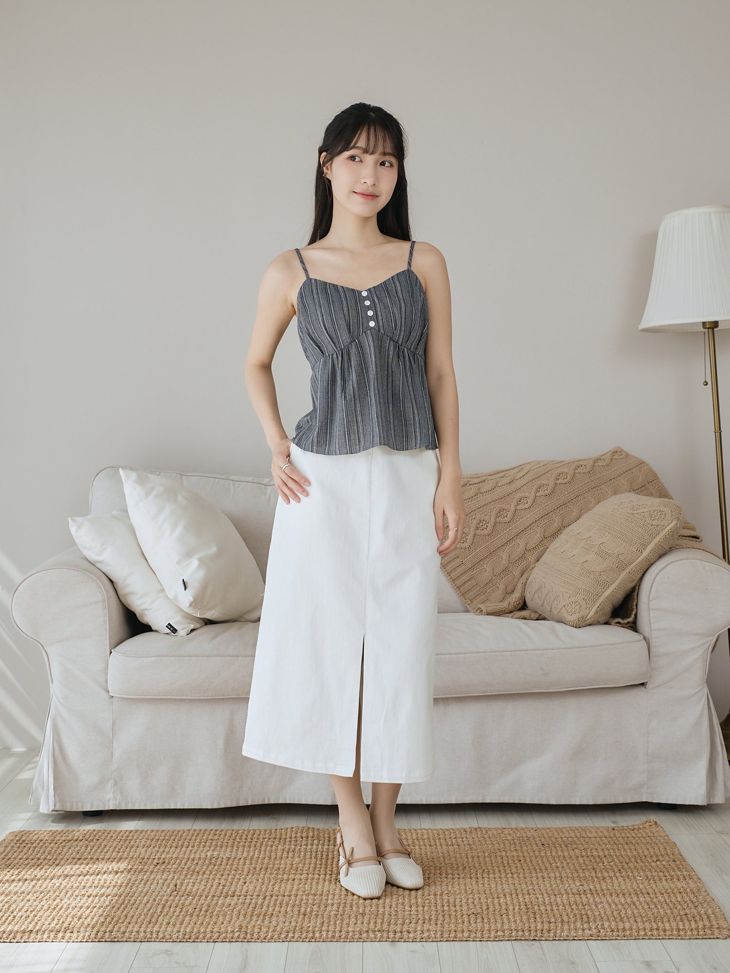 Striped Flare Hem Cami Top