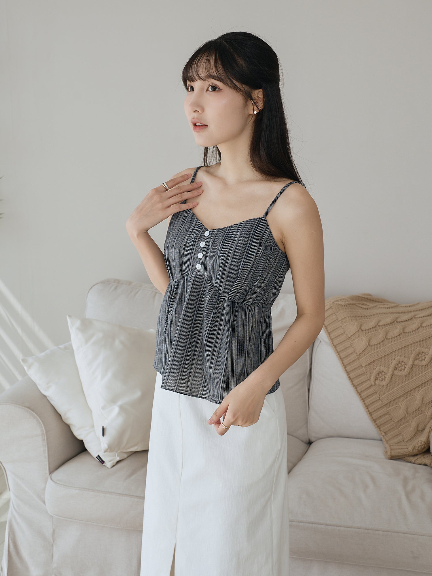 Striped Flare Hem Cami Top