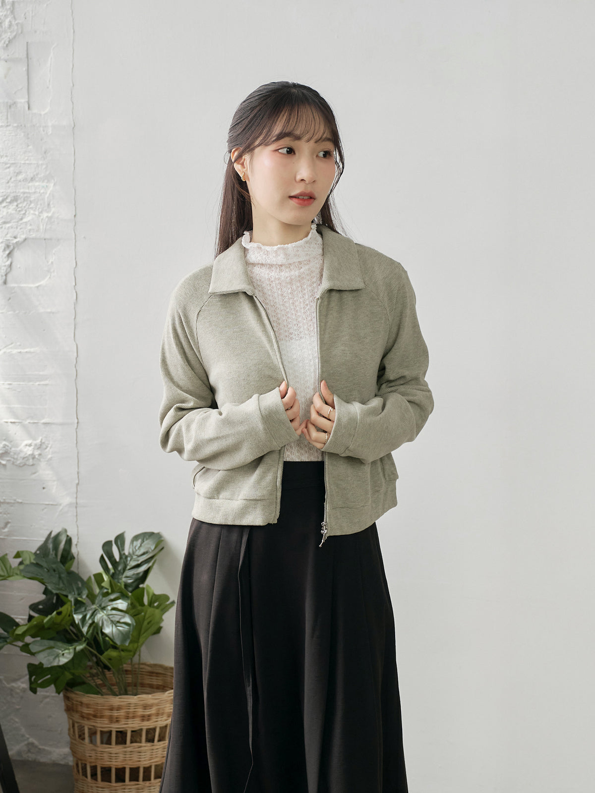 Soft Touch Cashmere Zip-Up Top