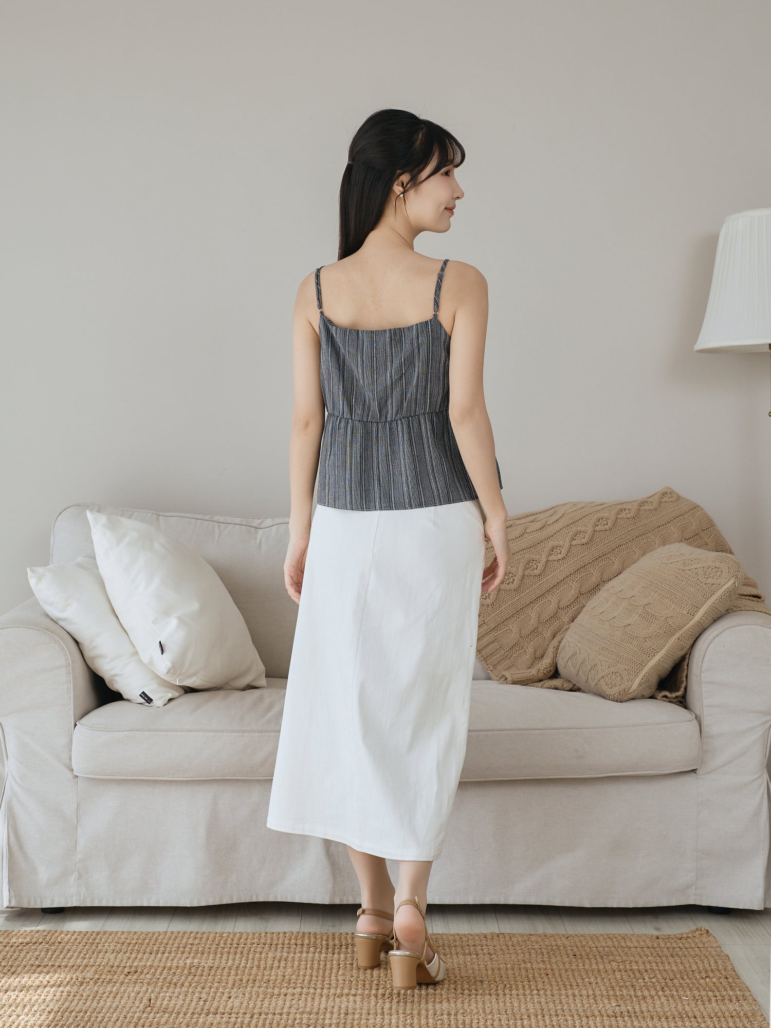 Striped Flare Hem Cami Top