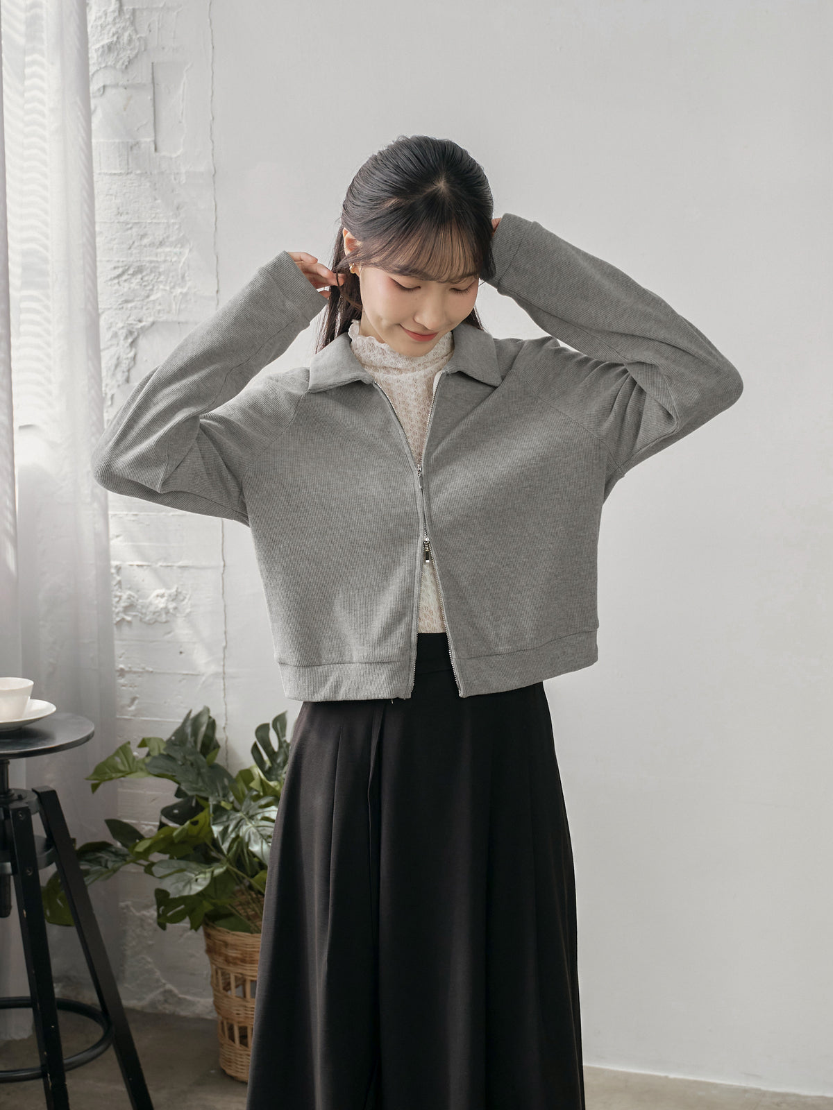Soft Touch Cashmere Zip-Up Top