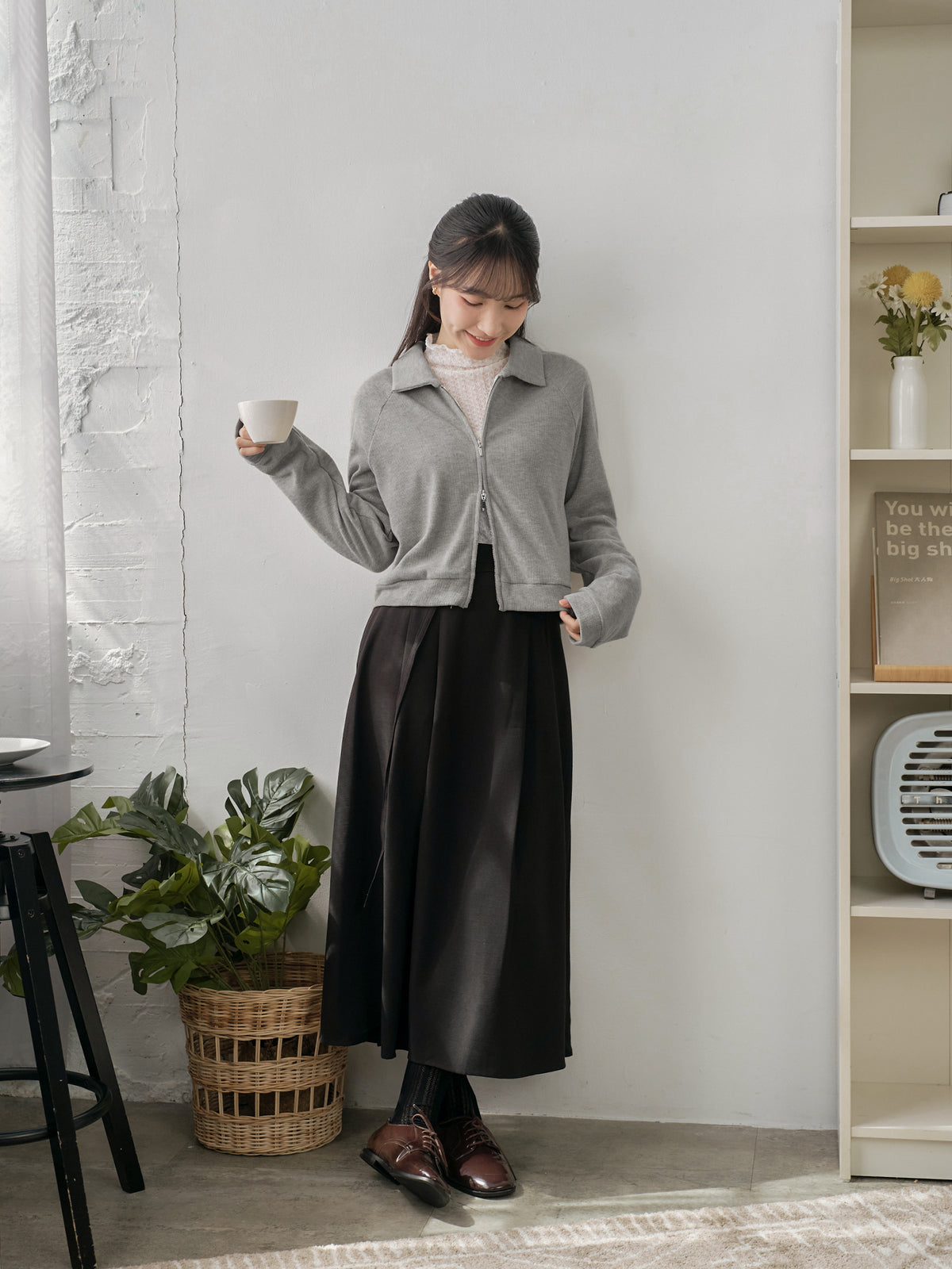 Soft Touch Cashmere Zip-Up Top