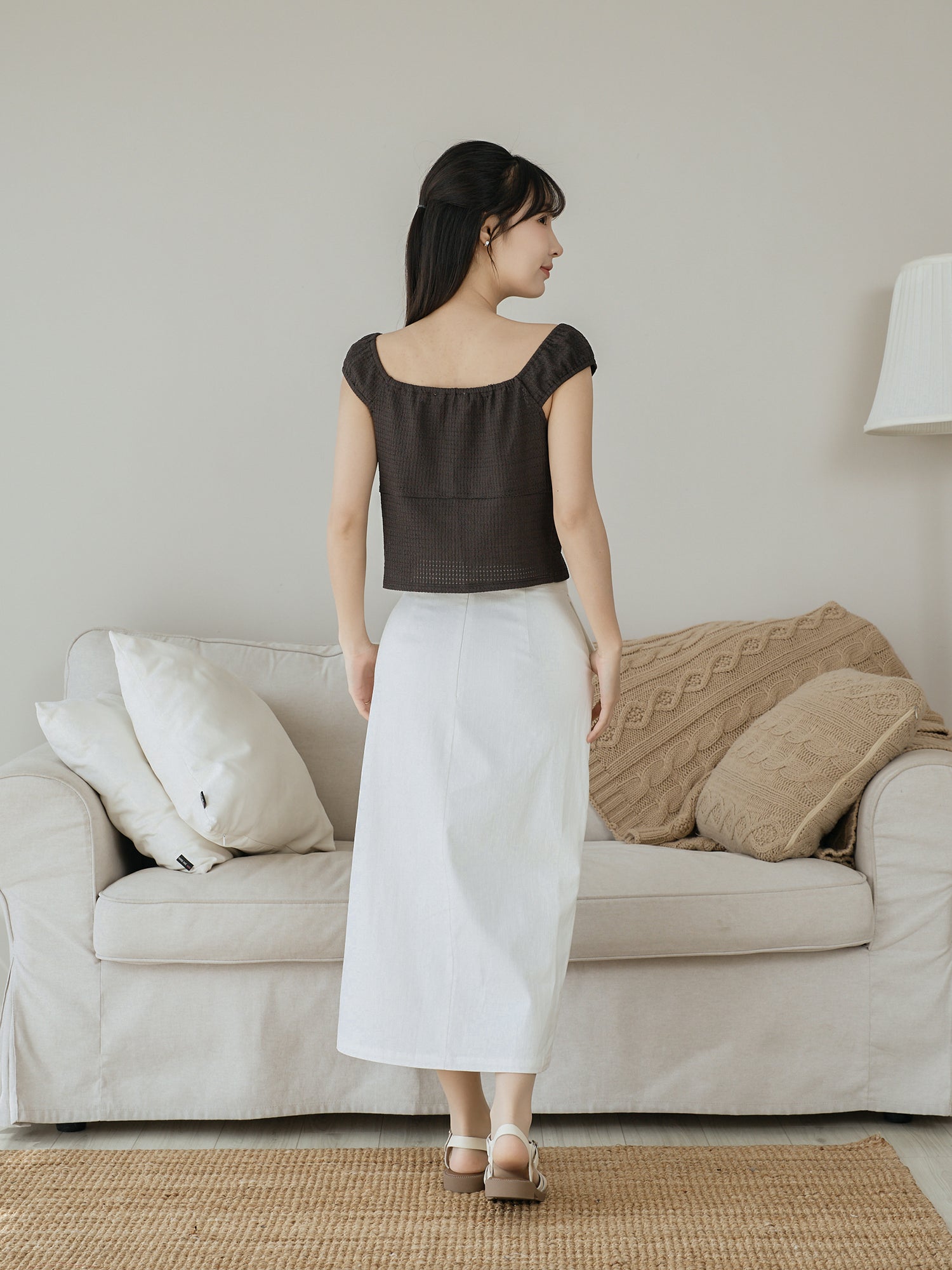 Seersucker Cap Sleeve Top