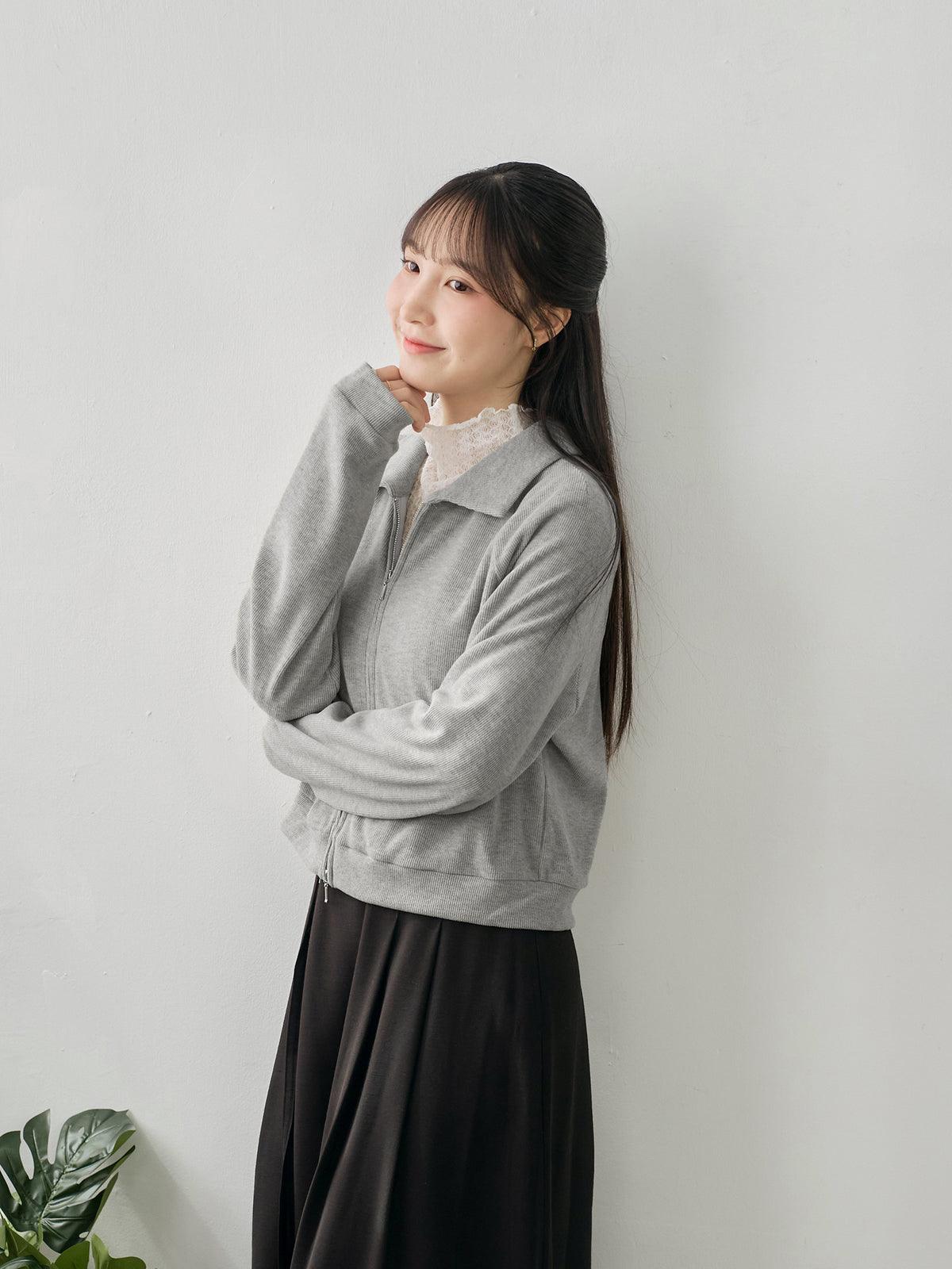 Soft Touch Cashmere Zip-Up Top