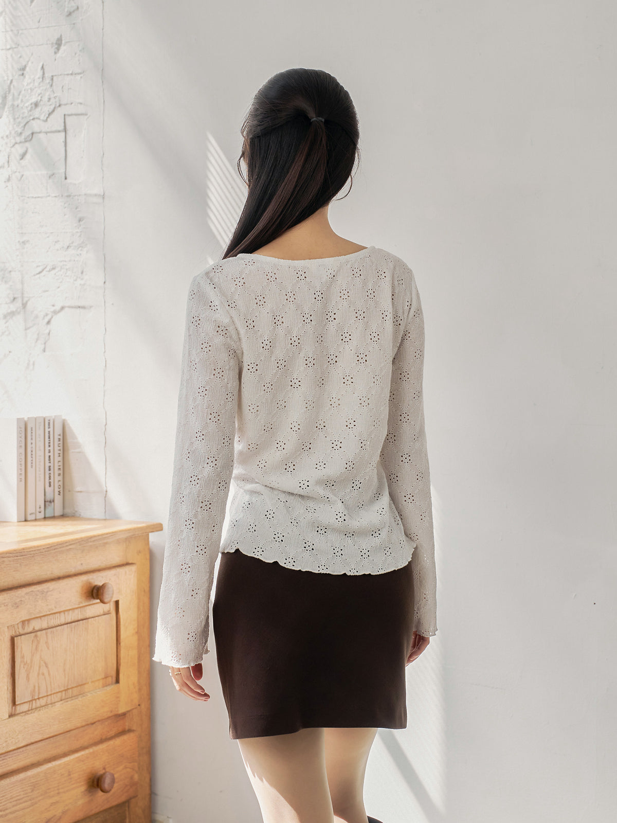 Eyelet Slit Hem Top