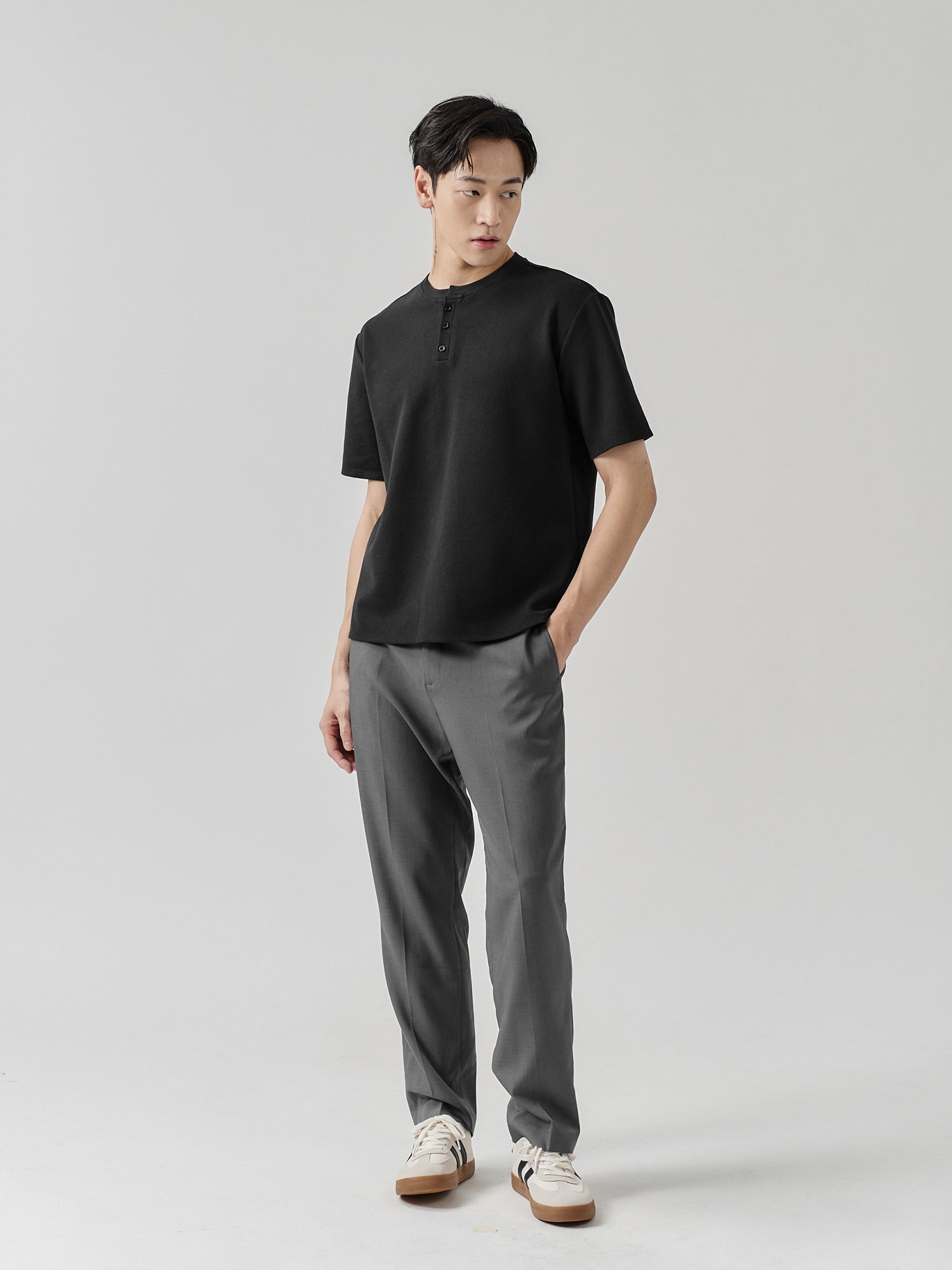 Waffle Henley Neck Top