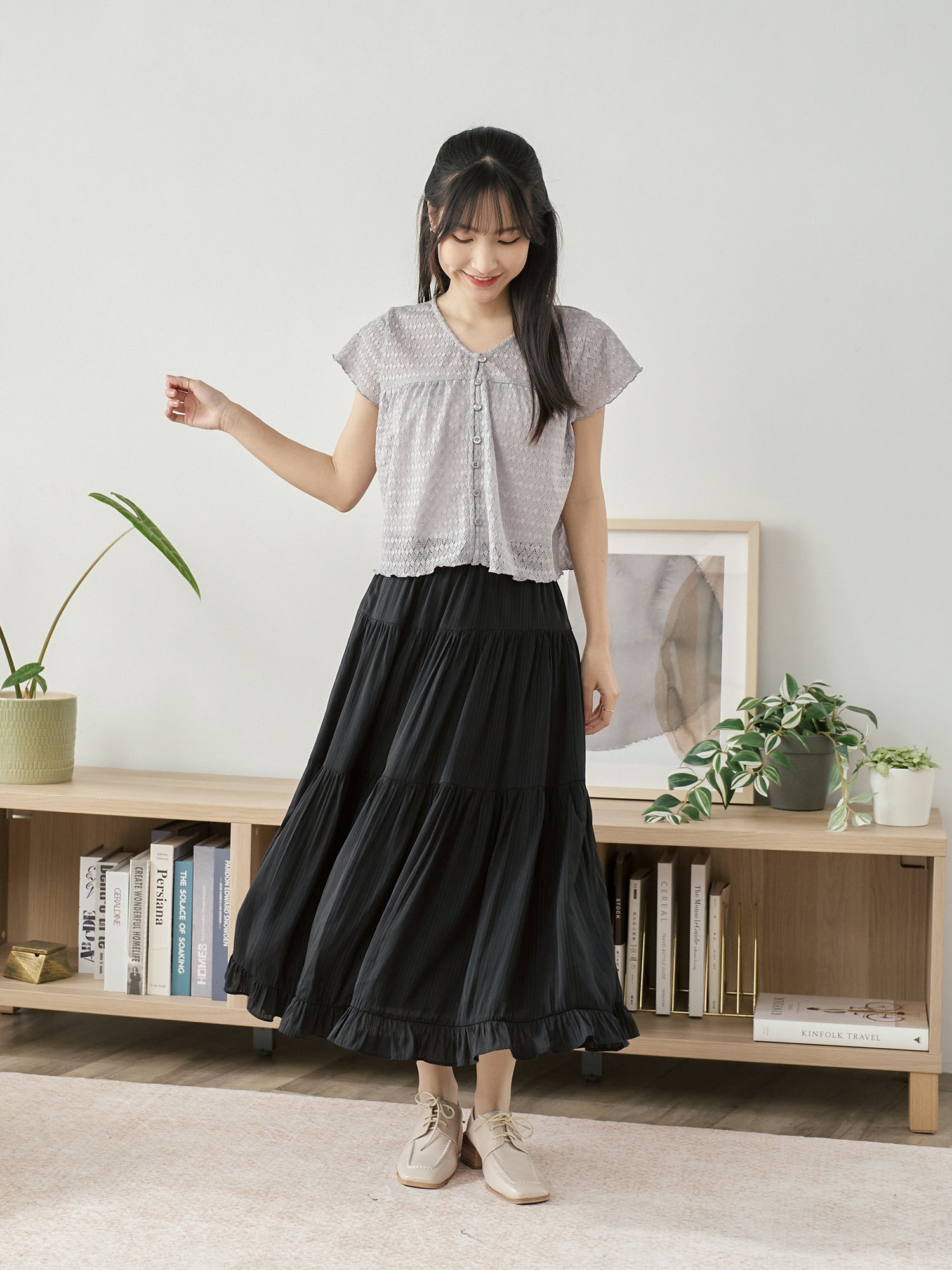 Mesh Flutter Sleeve Top