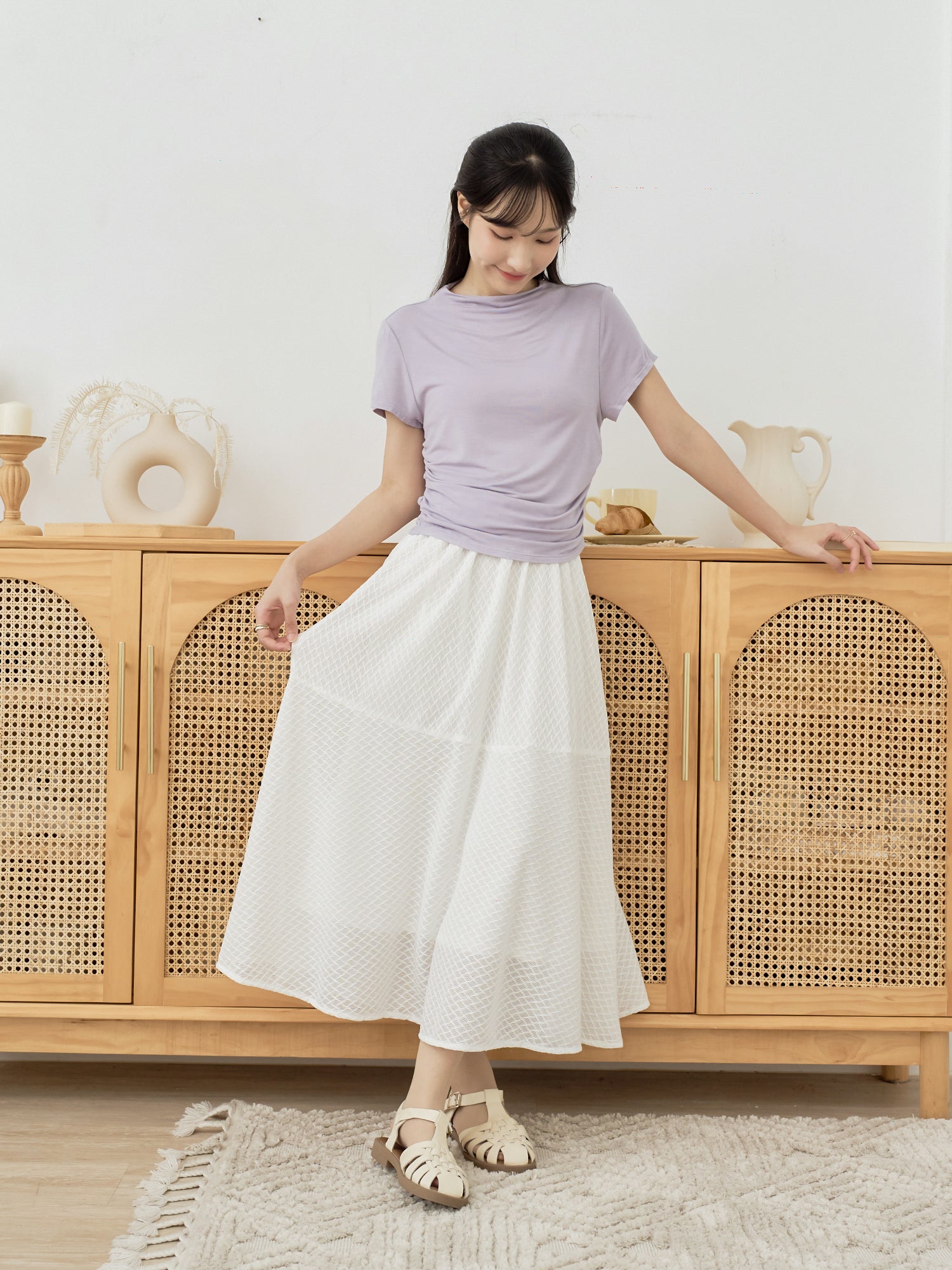Side Shirring Short Sleeve Top