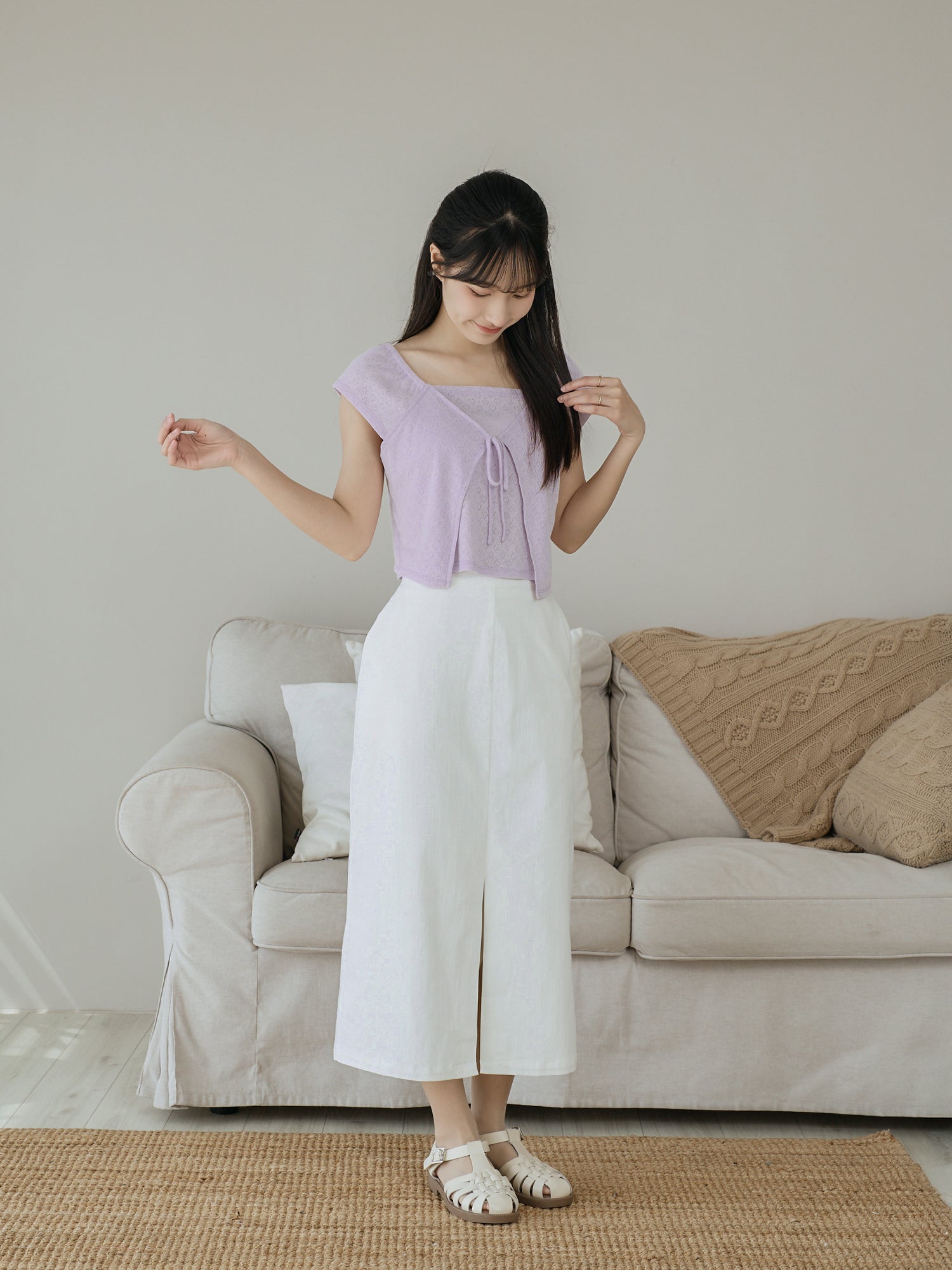 Heart Pointelle Layered Top