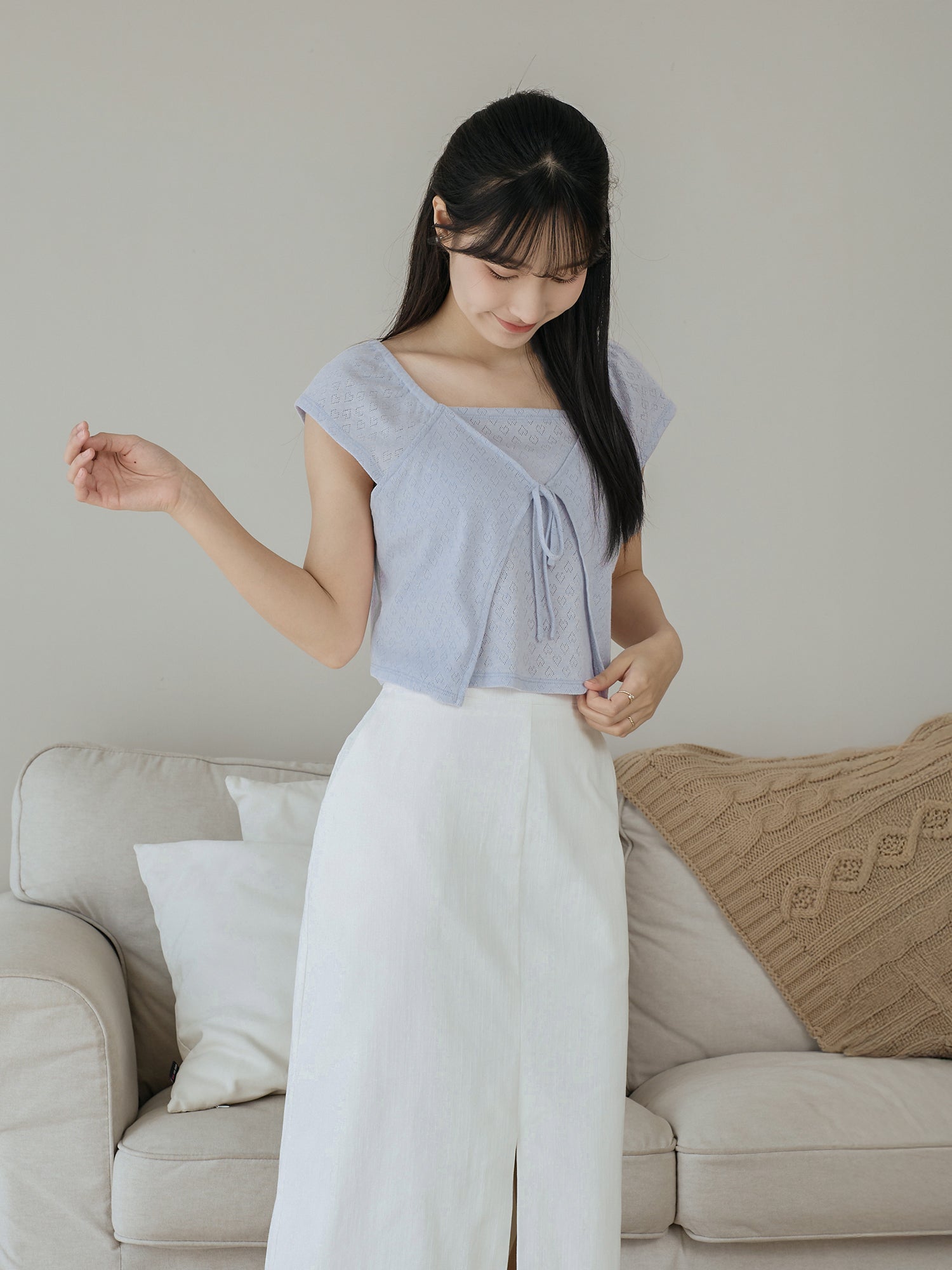 Heart Pointelle Layered Top