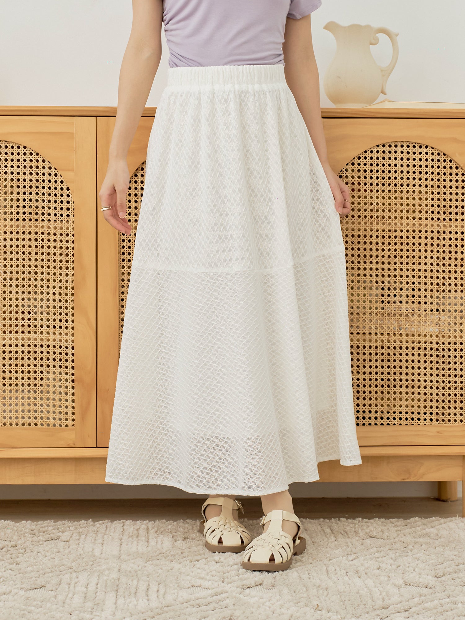 Mesh A-Line Elastic Waist Skirt