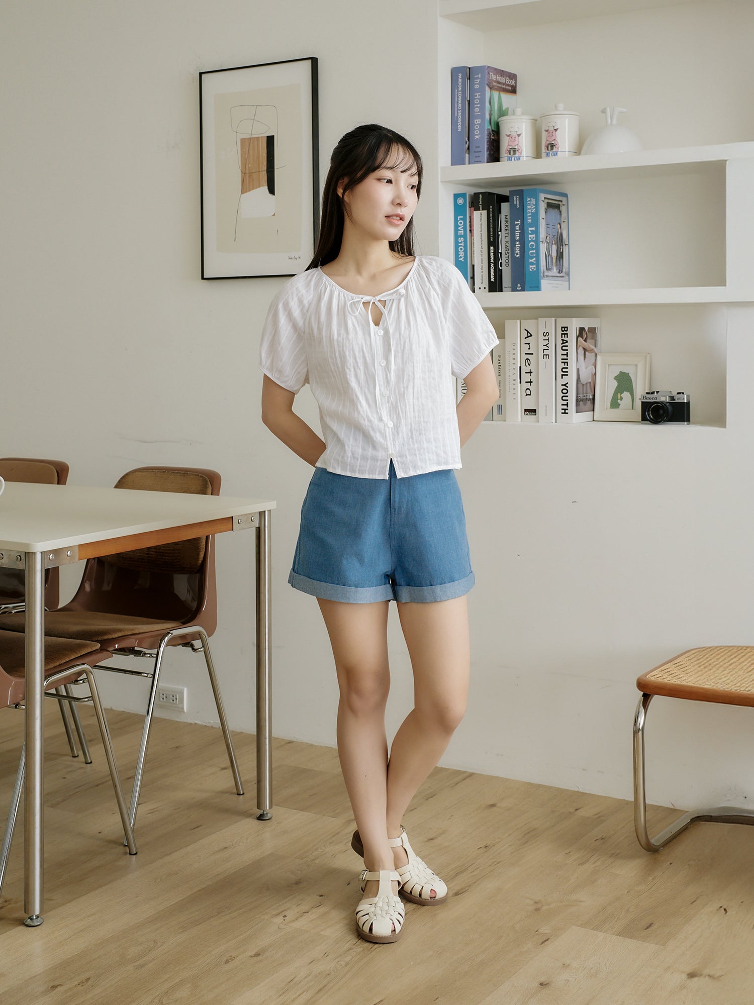 法式田園綁帶上衣