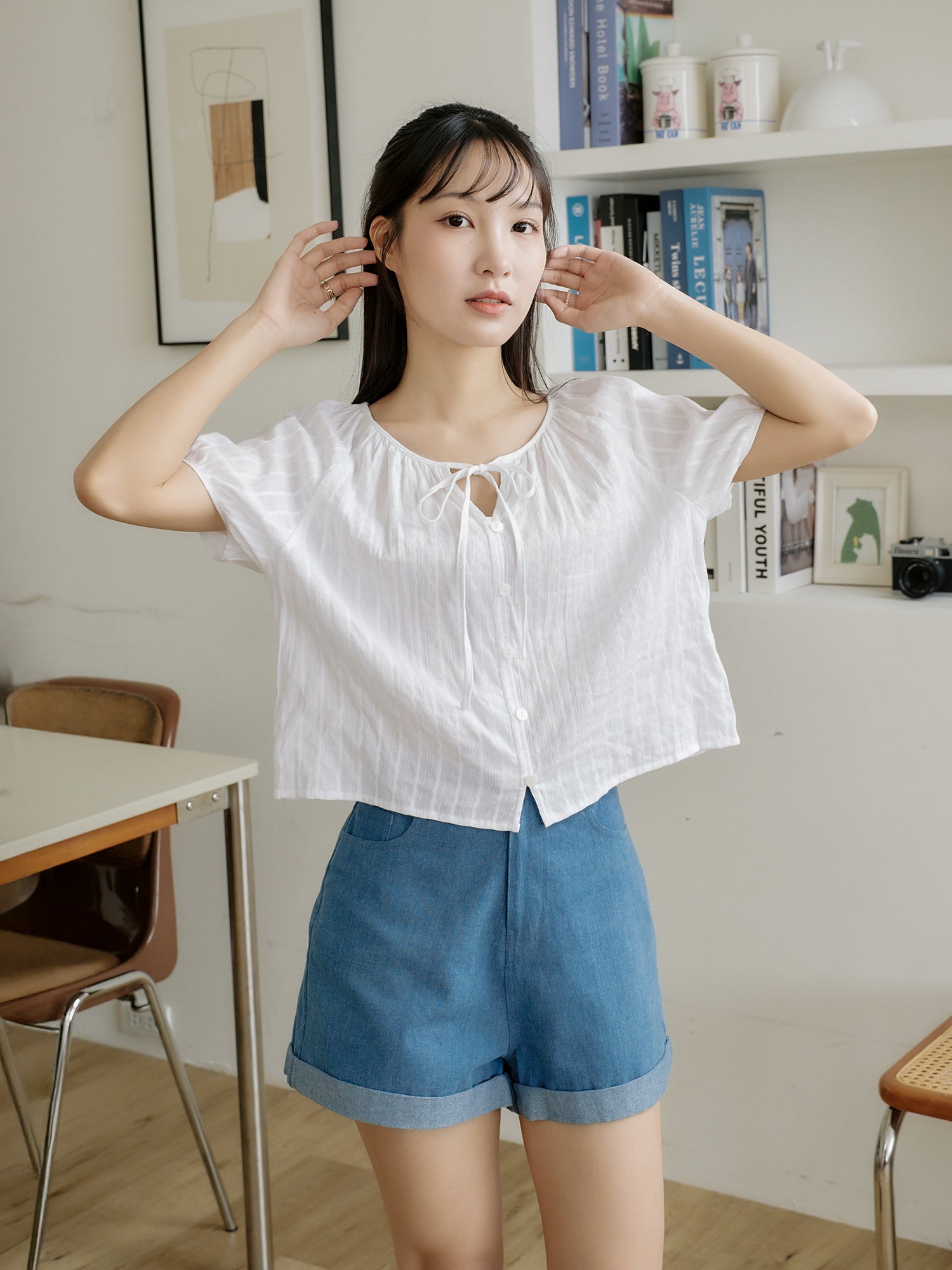 法式田園綁帶上衣