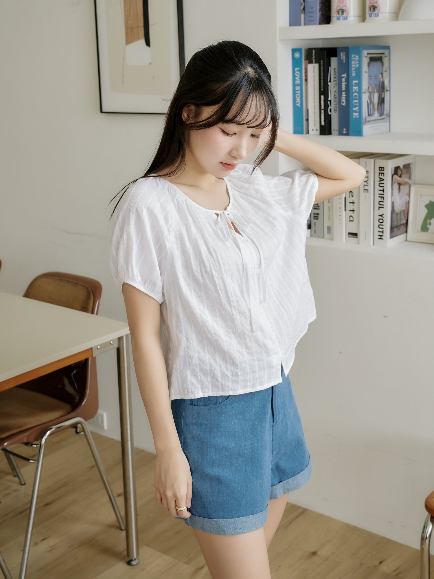 法式田園綁帶上衣