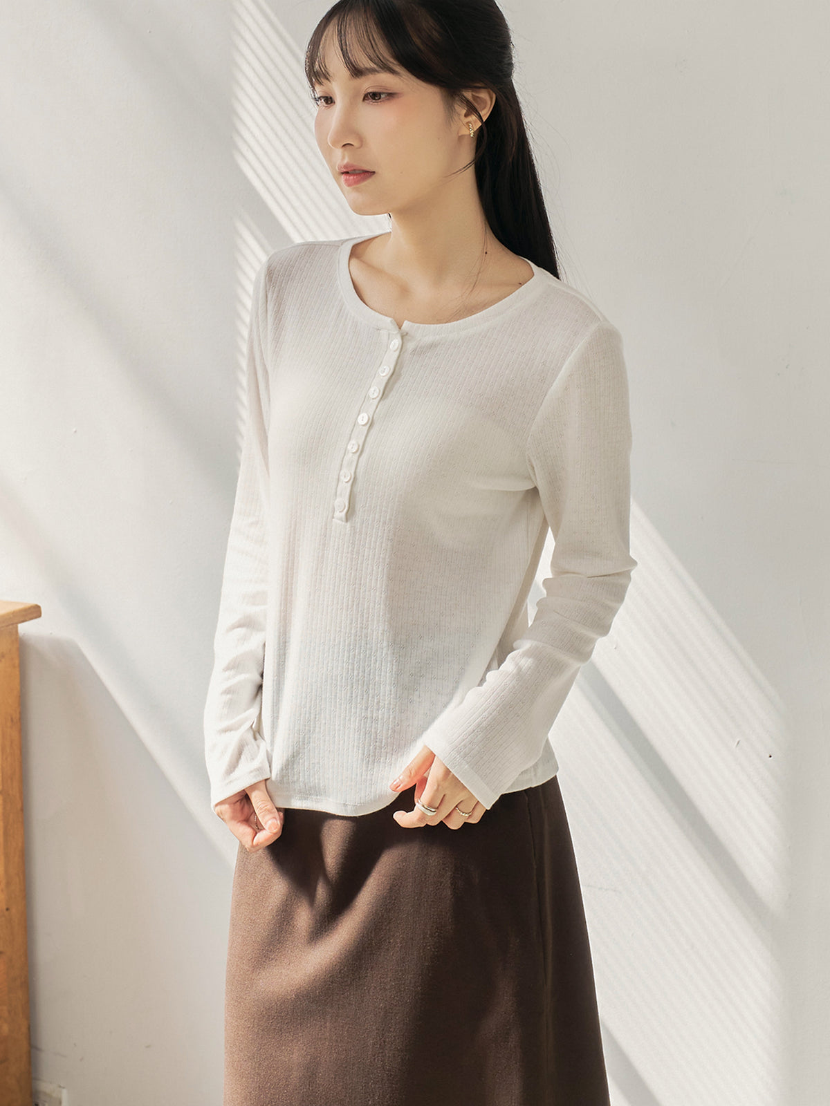 Long Sleeve Henley Top