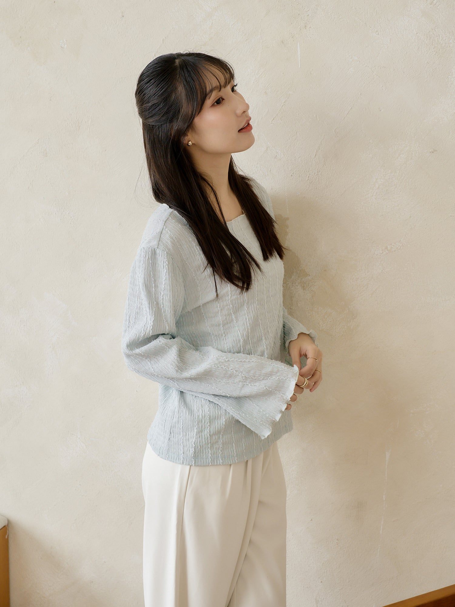 Textured Long Sleeve Top