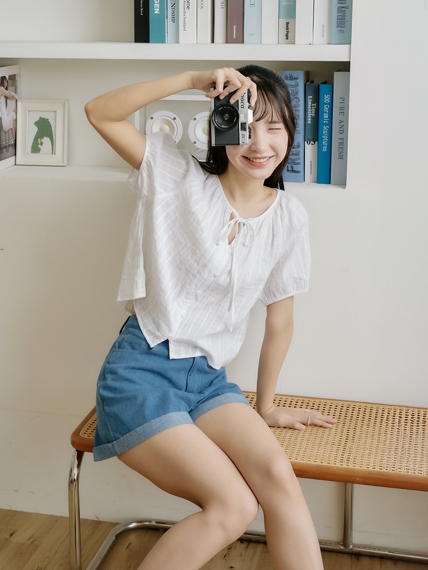 法式田園綁帶上衣