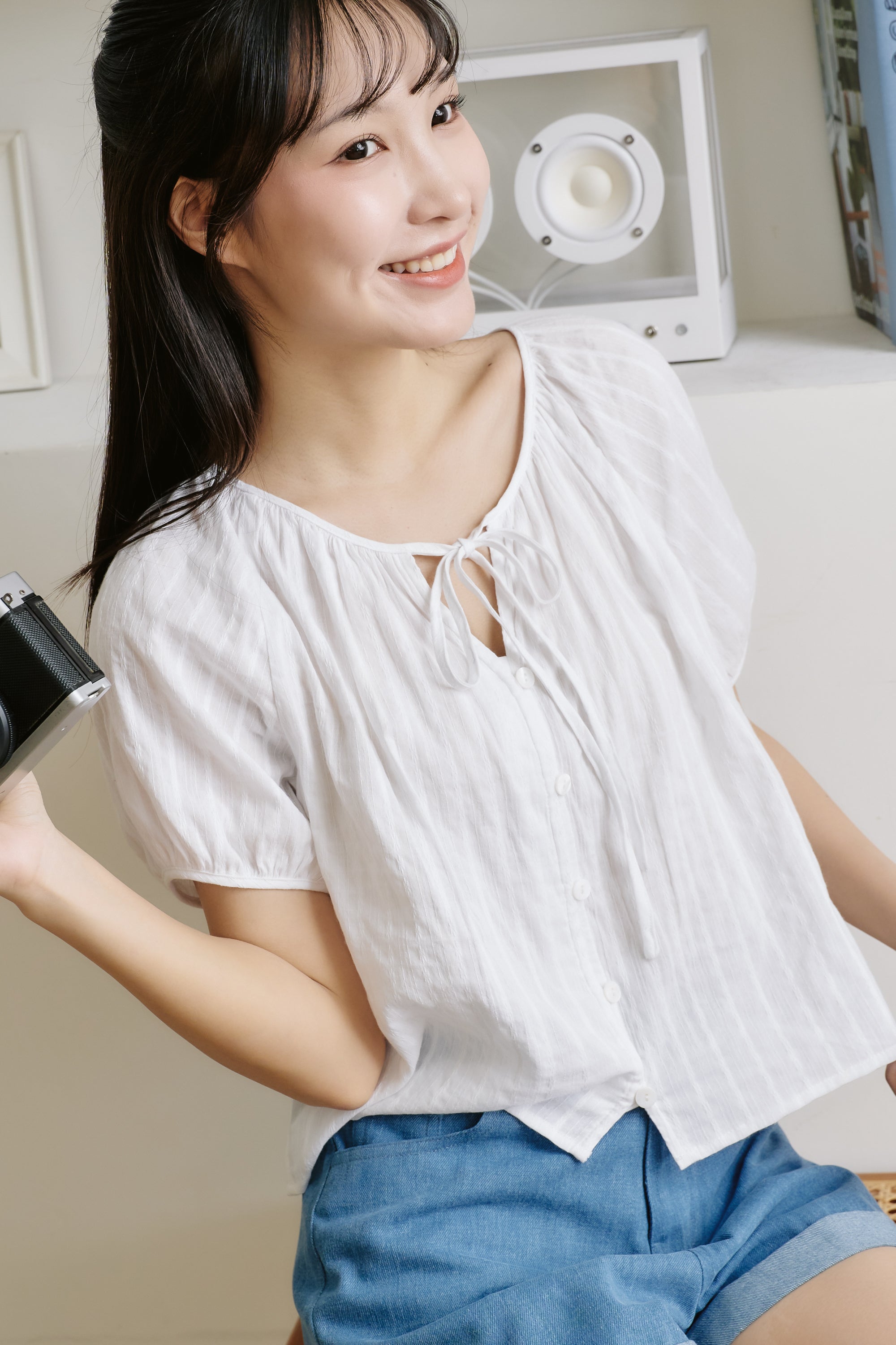 法式田園綁帶上衣