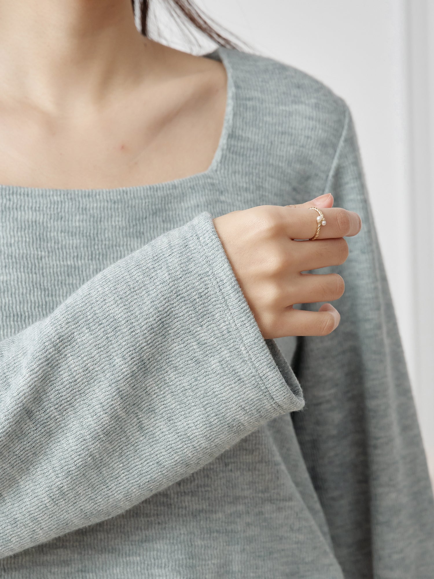 Bell-Sleeve Square Neck Top