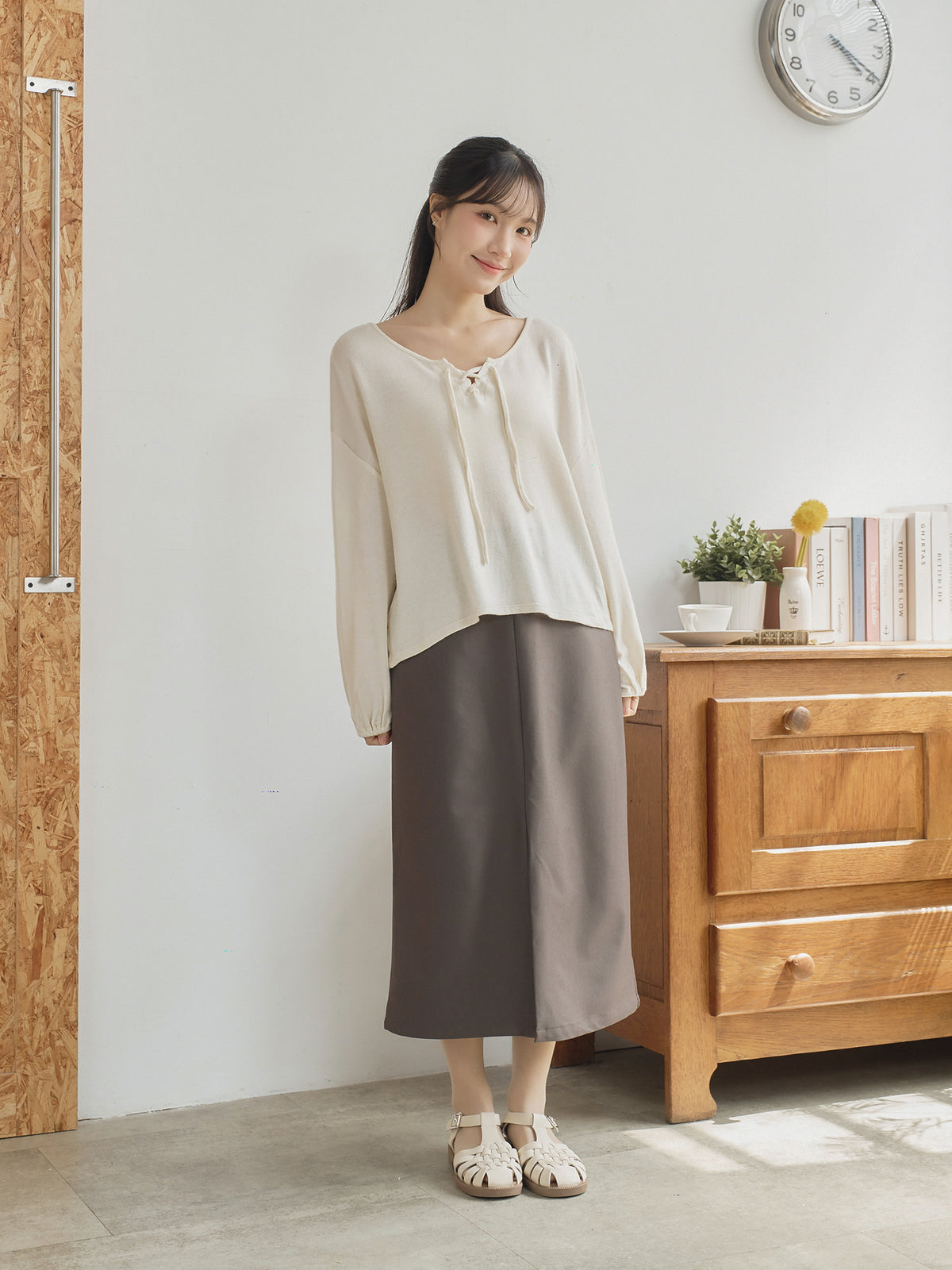 Lace Up Detailed Blended-Knit Top