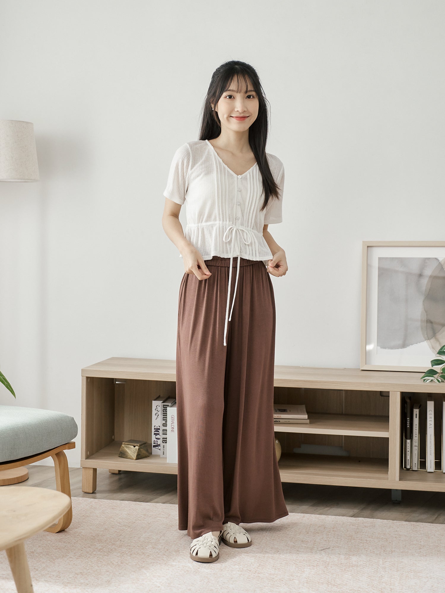 Pintuck Tie Waist Top