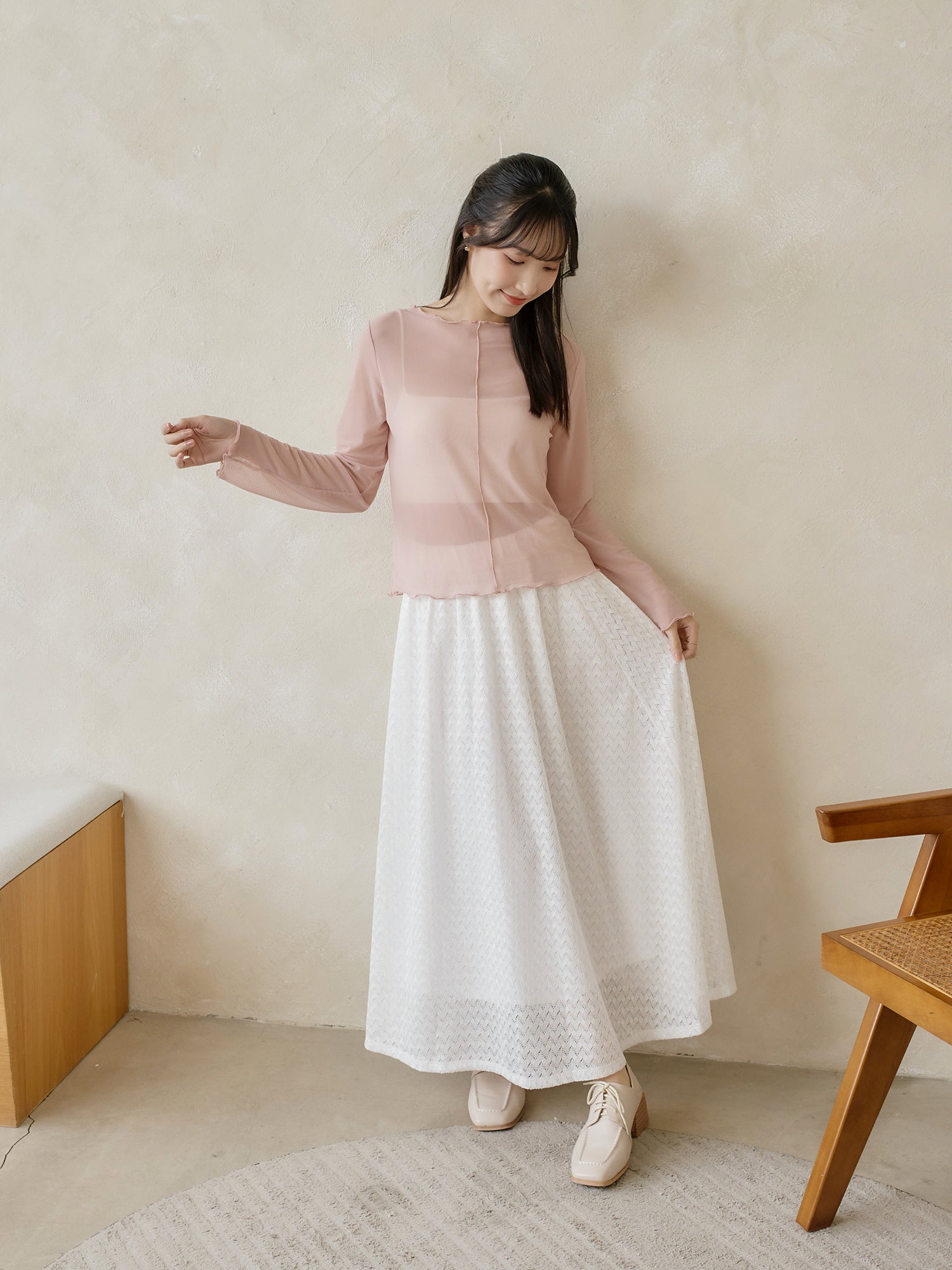 Soft Ruffle Sheer Top