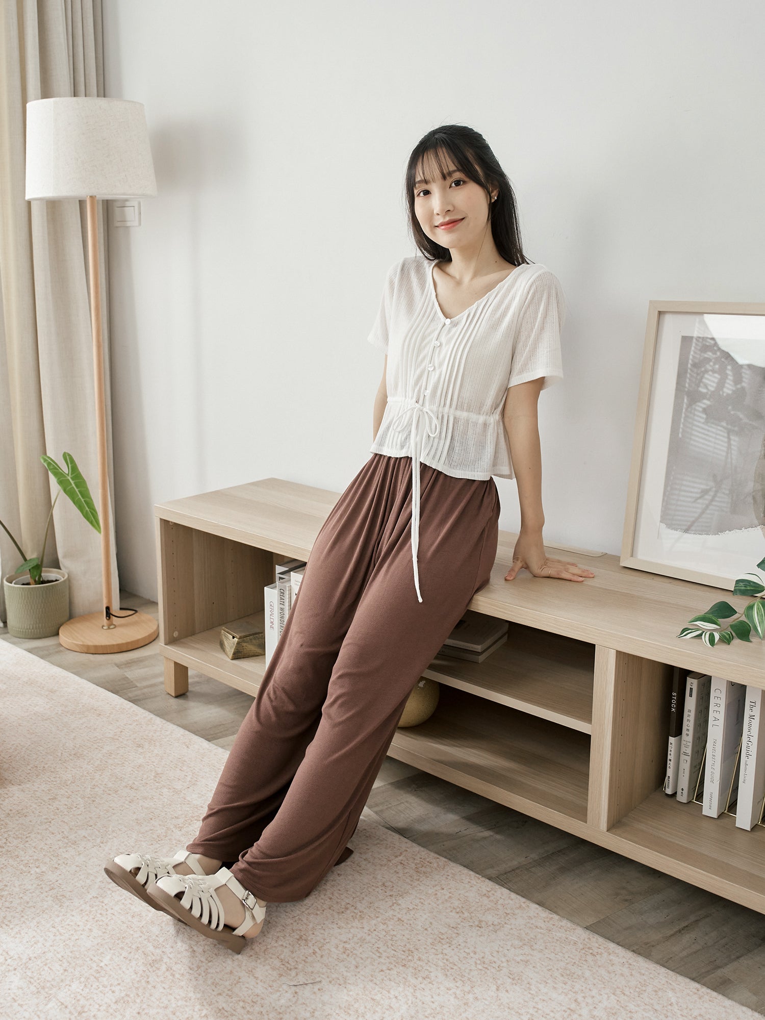 Pintuck Tie Waist Top