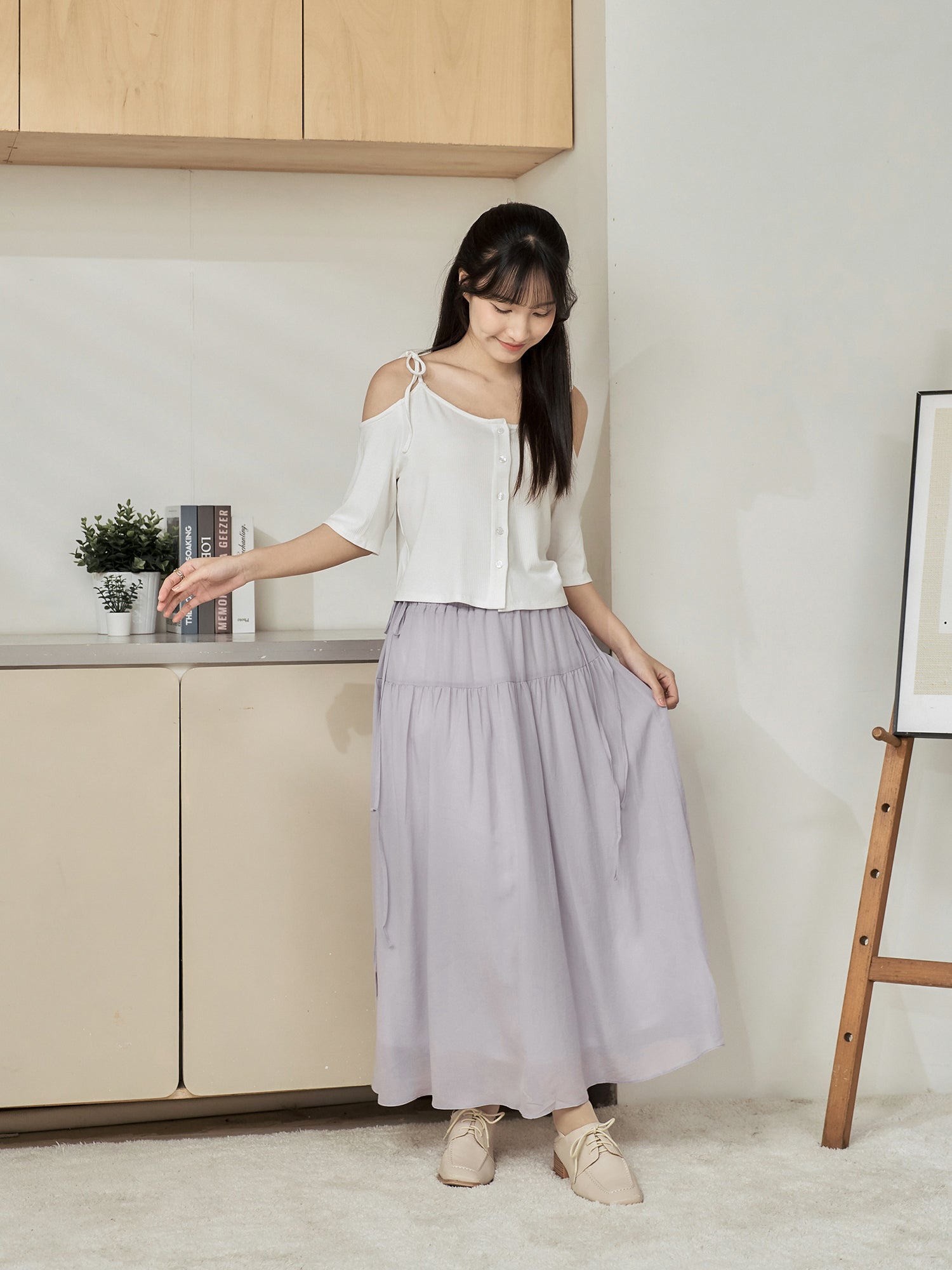 Side Tie Midi Skirt