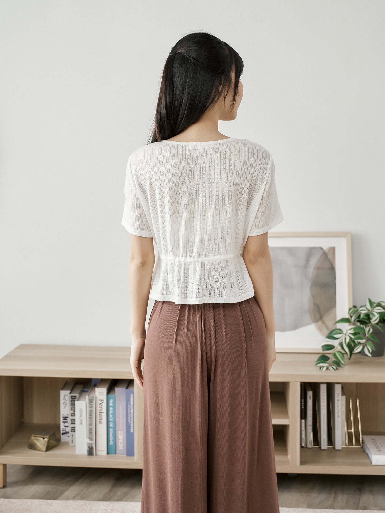 Pintuck Tie Waist Top