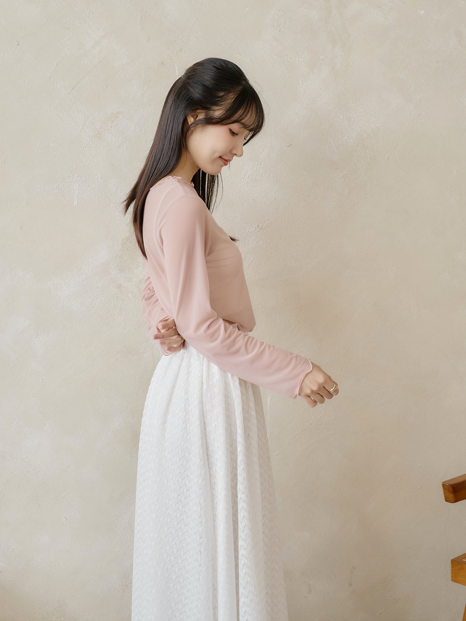 Soft Ruffle Sheer Top