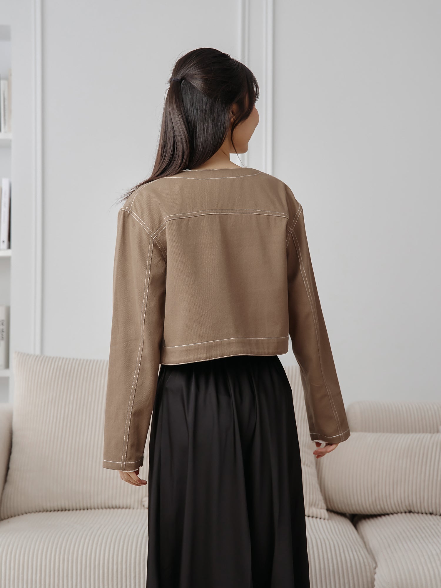 Round Neck Twill Jacket