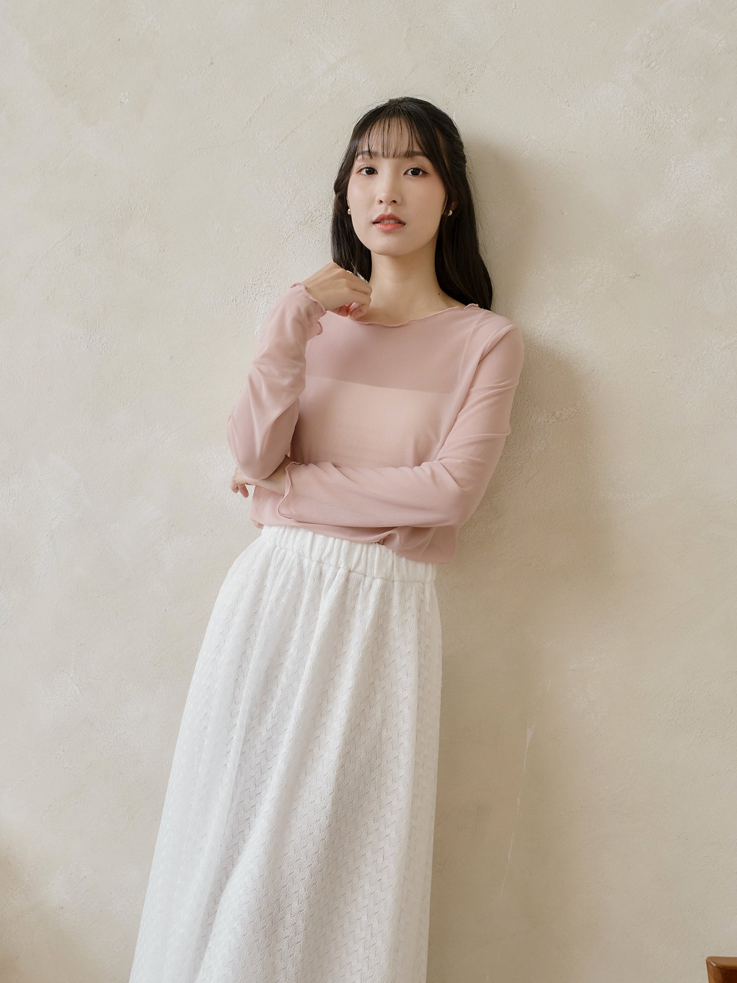 Soft Ruffle Sheer Top