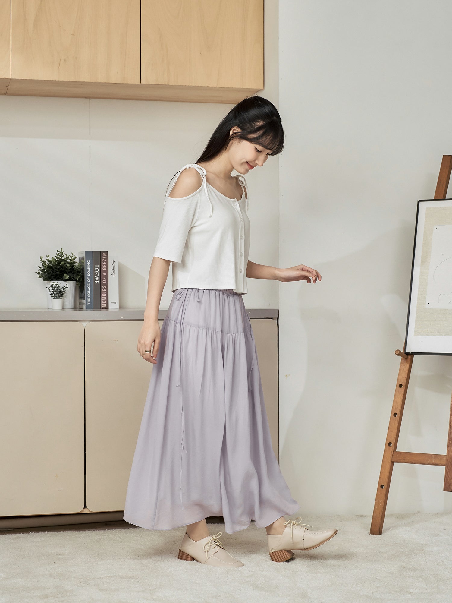 Side Tie Midi Skirt