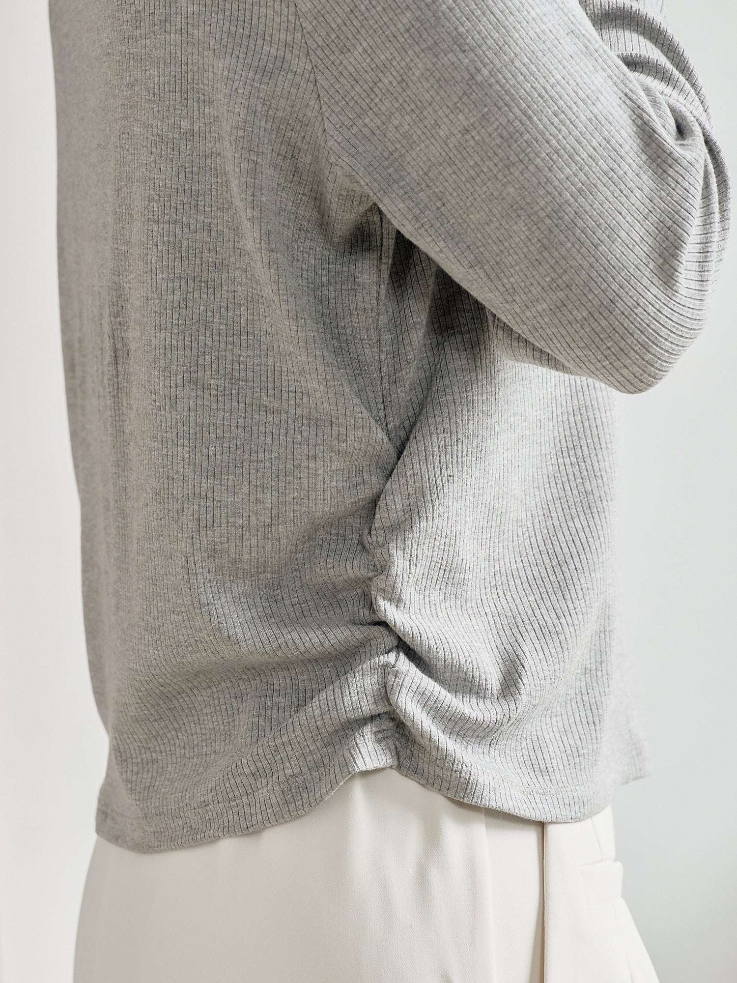 Side Shirring Buttoned Top