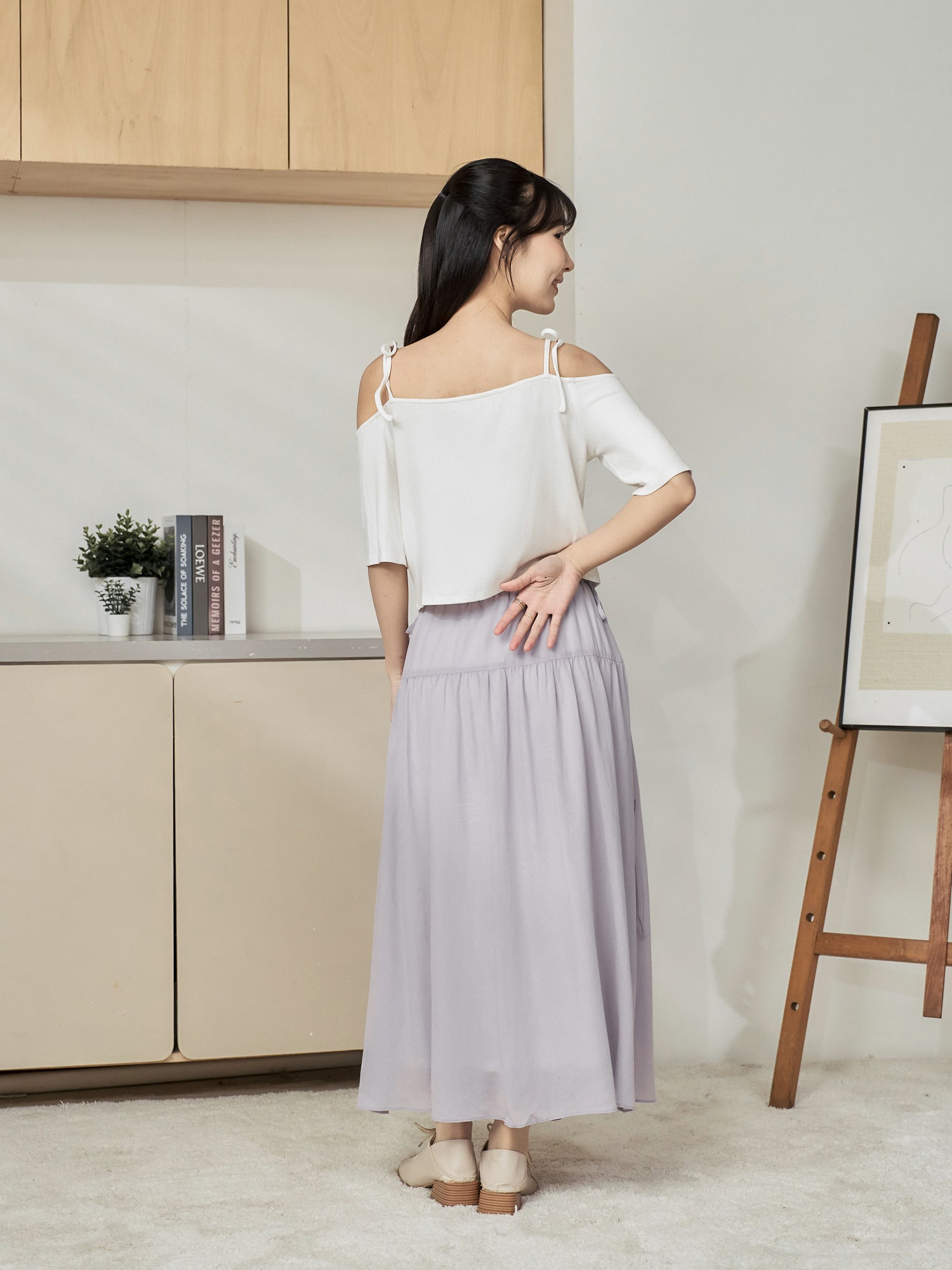 Side Tie Midi Skirt