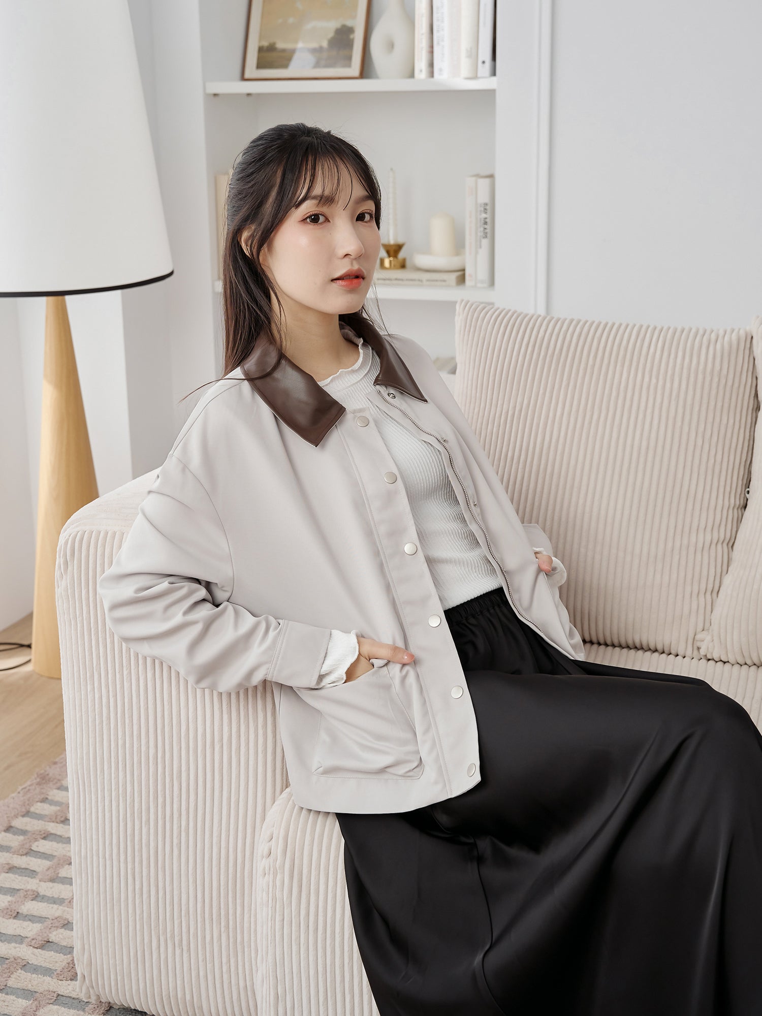 Leather Collar Barn Jacket