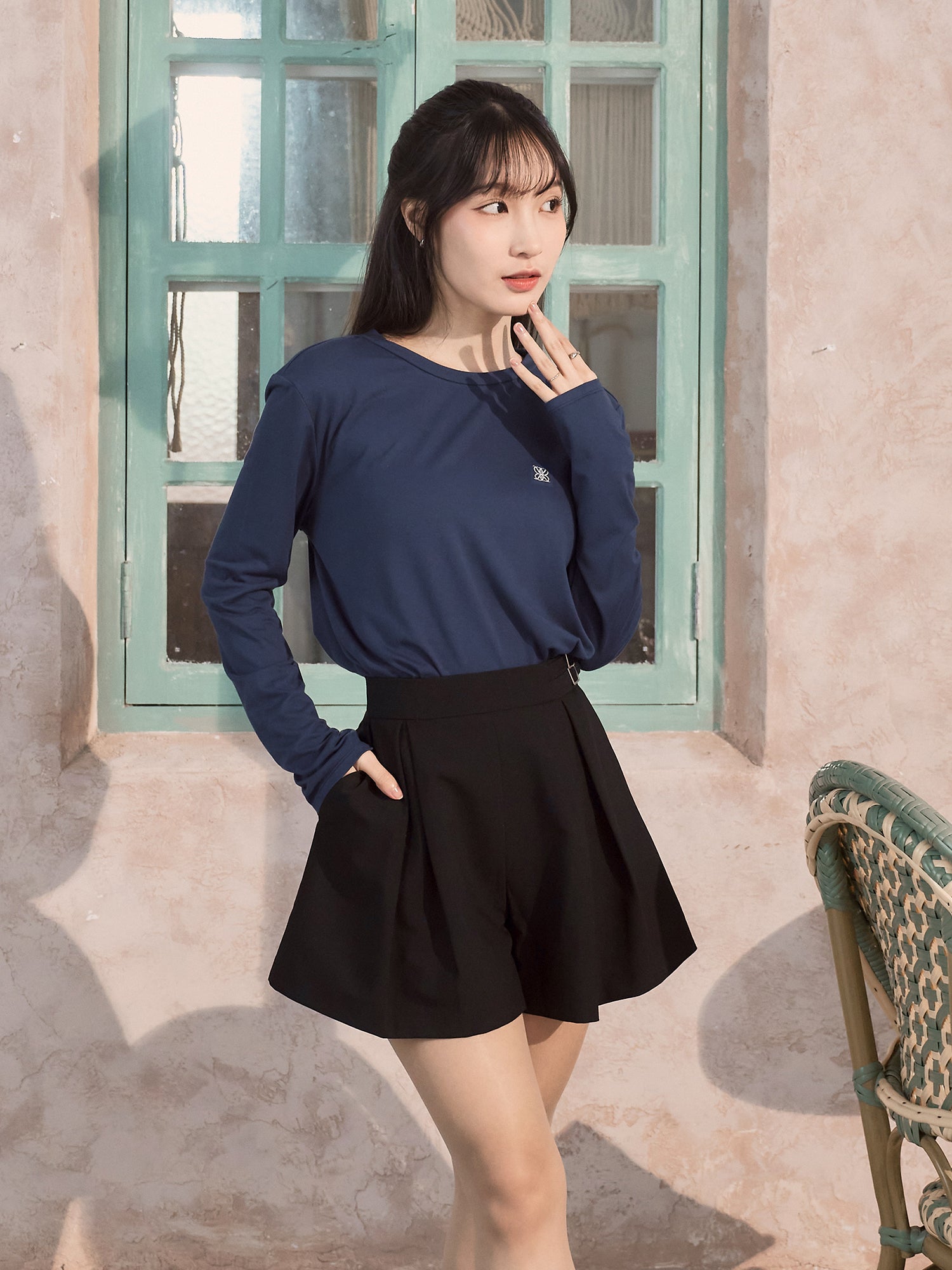 超A字闊腿短西褲