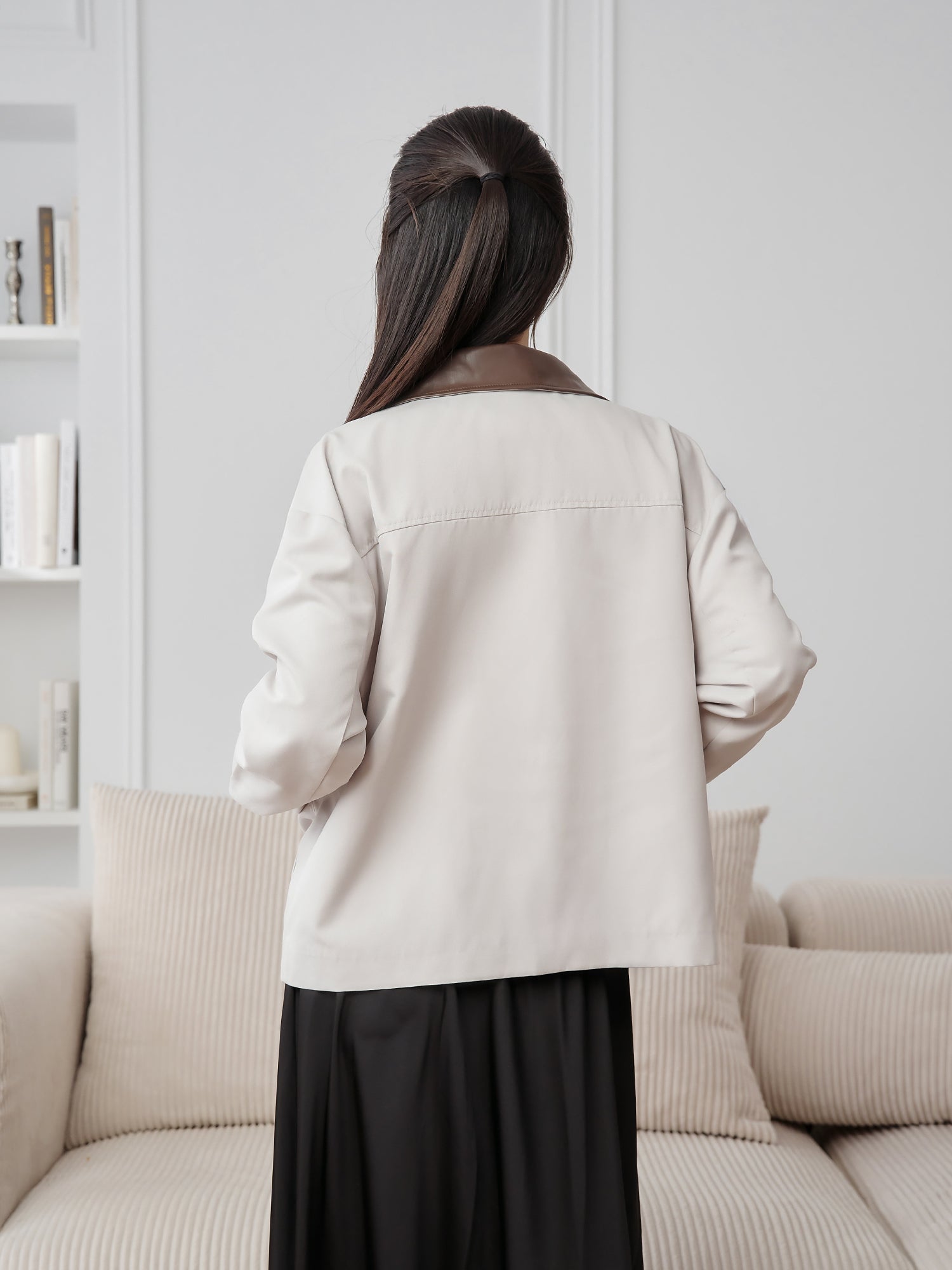 Leather Collar Barn Jacket