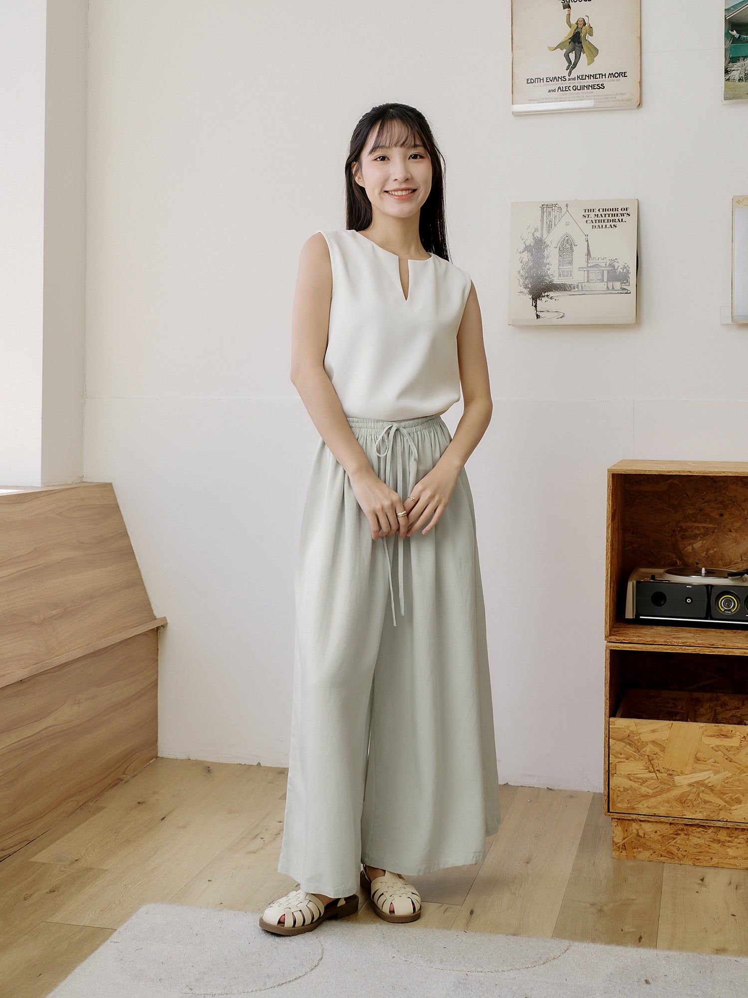 Elastic Waist Wide Leg Pants