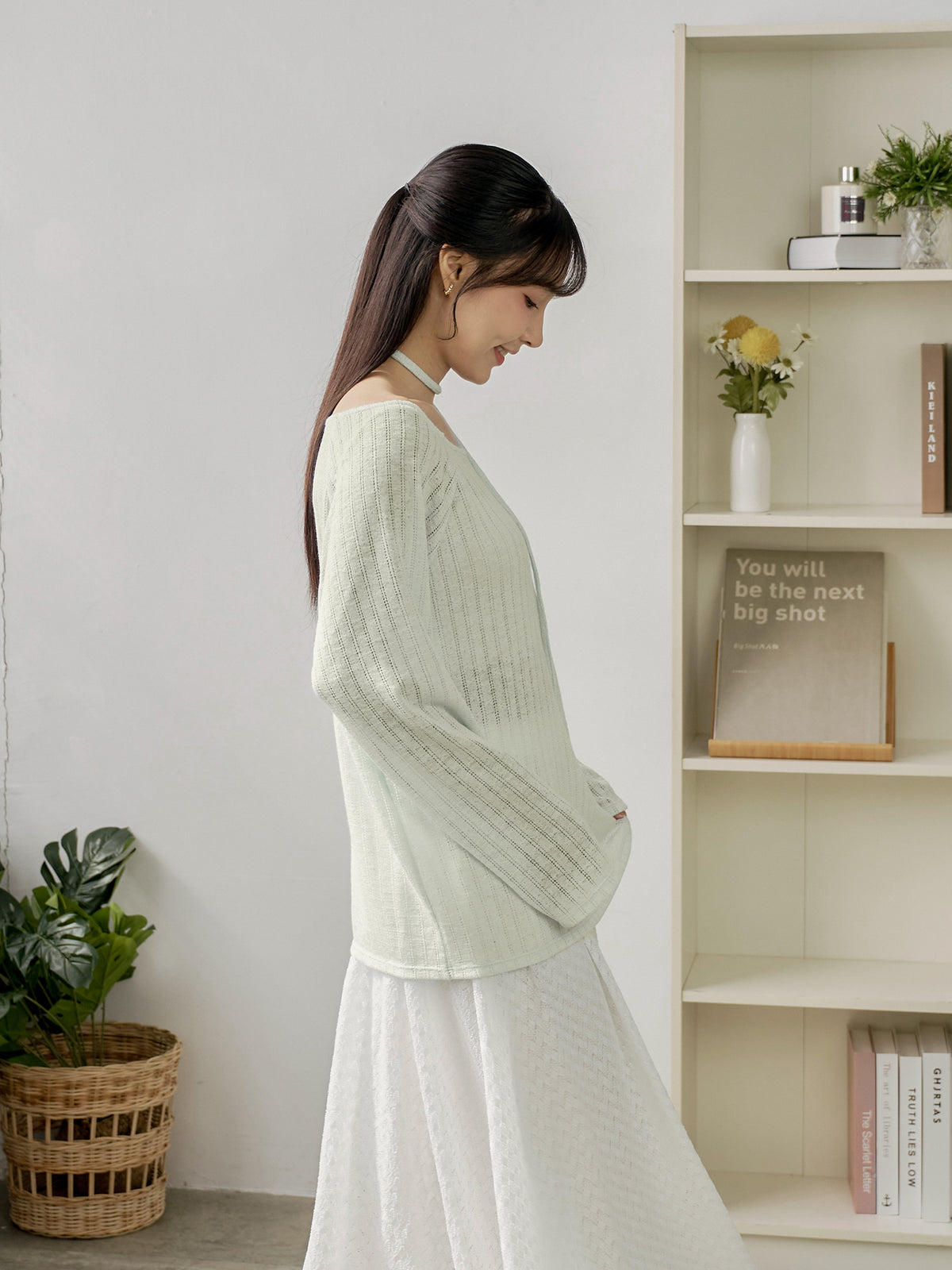 Airy Relaxed Tie-Detail Crochet Top