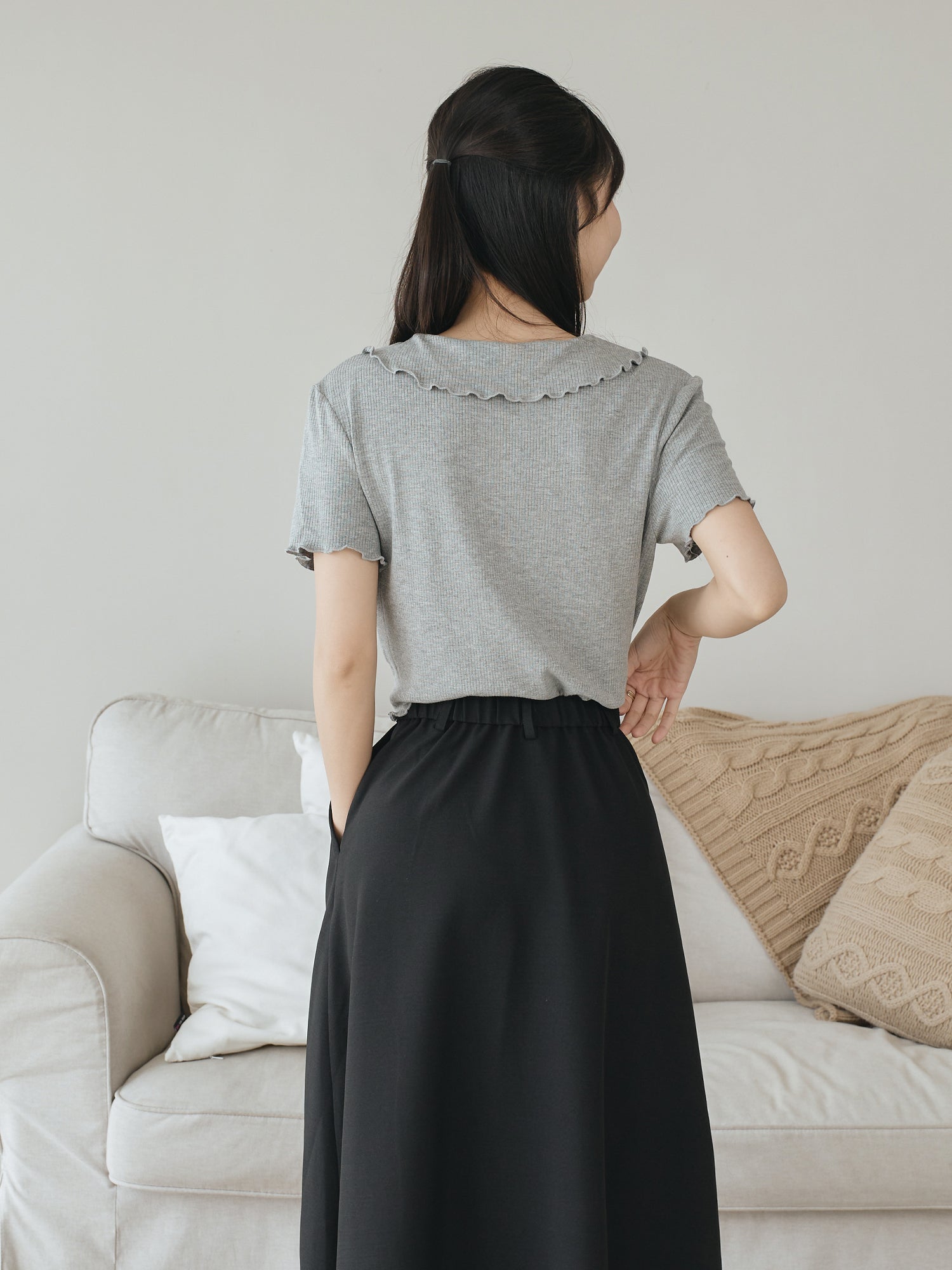 Open Collar Lace Up Top
