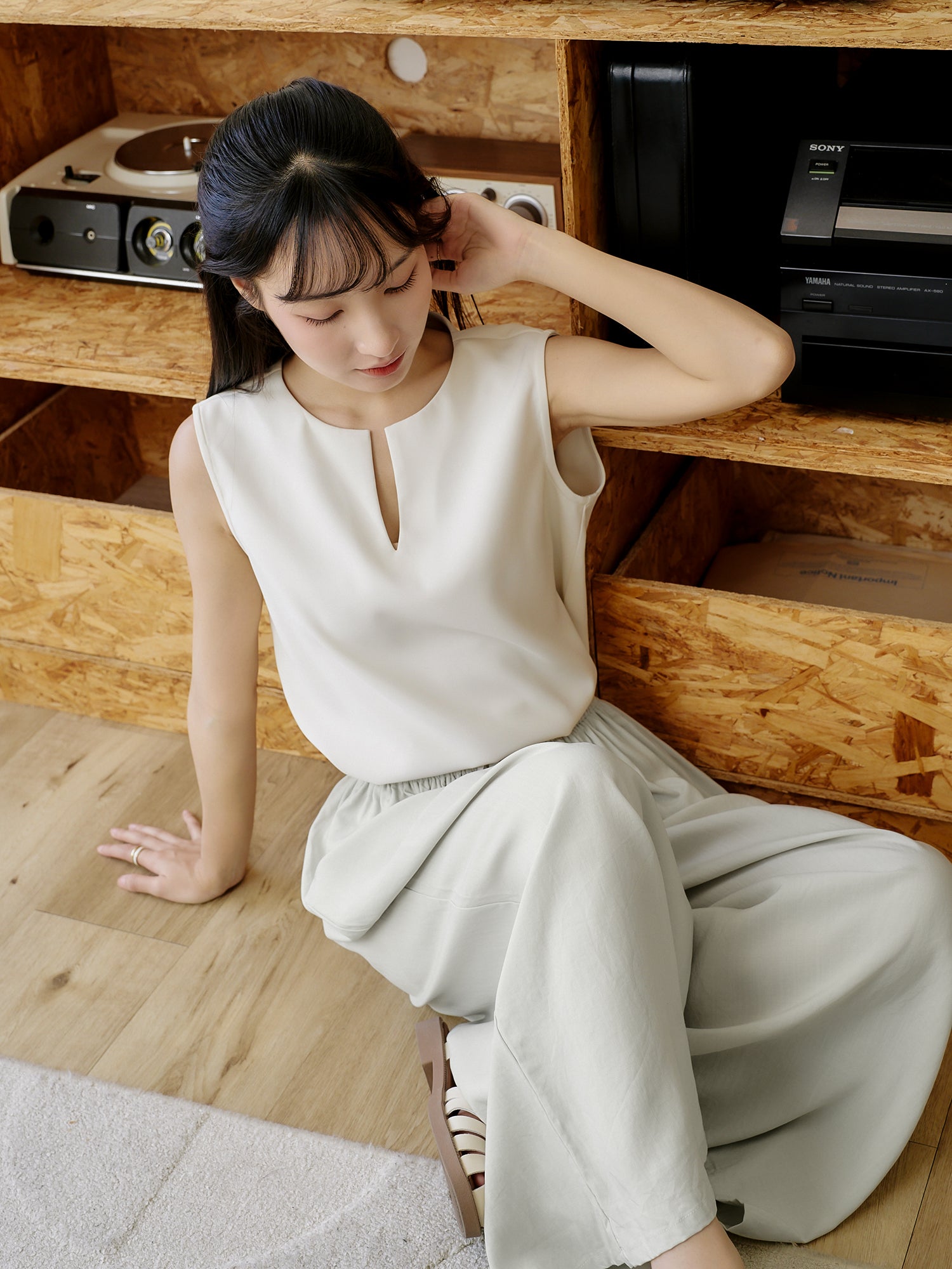 Elastic Waist Wide Leg Pants