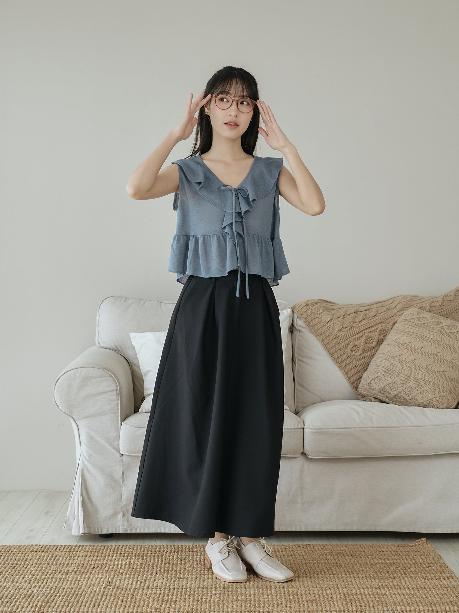 Ruffle Tie Detail Sleeveless Top